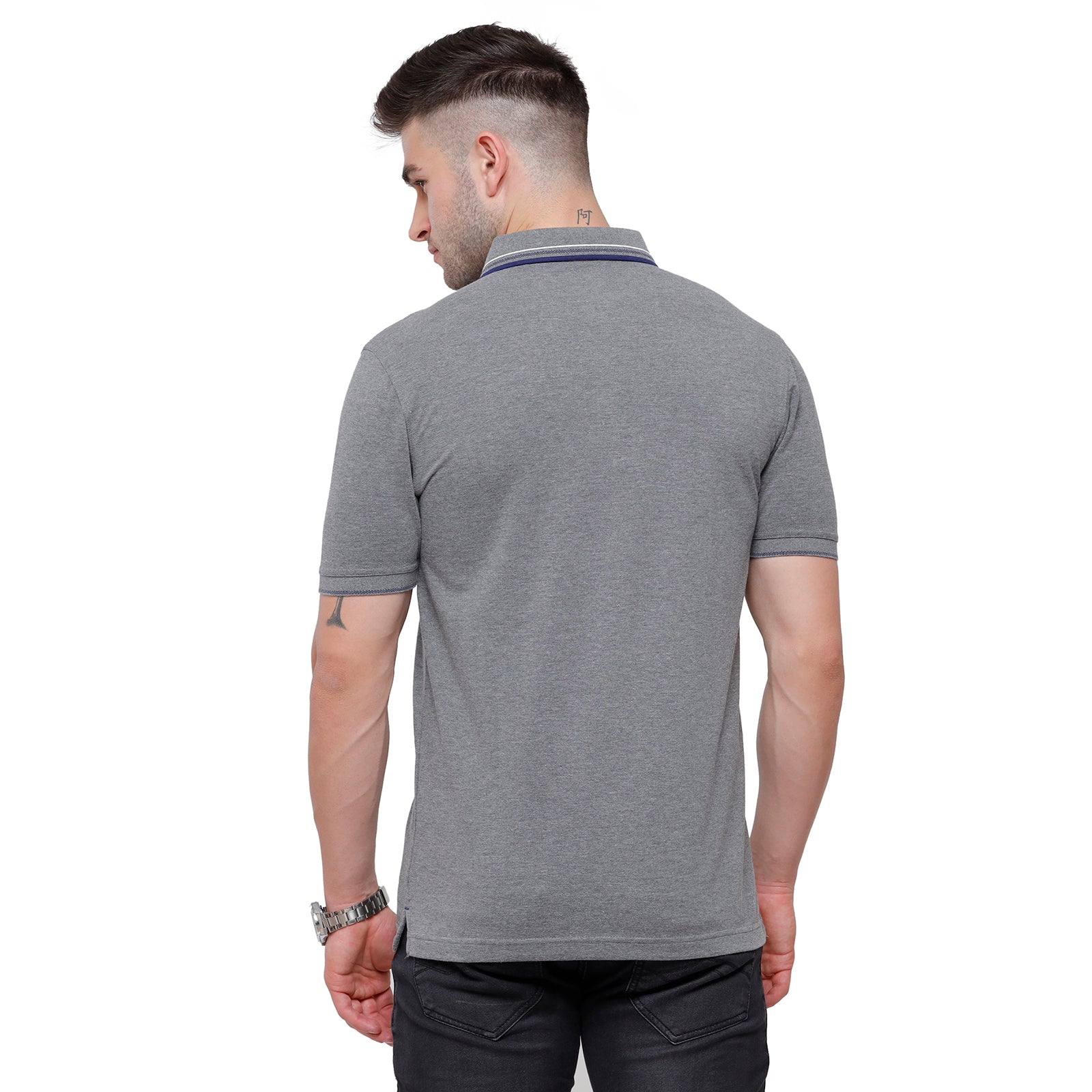 Classic polo Men's Anthra Grey Melange Polo Half Sleeve Slim Fit T-Shirt - Toza- Anthra Mel T-shirt Classic Polo 