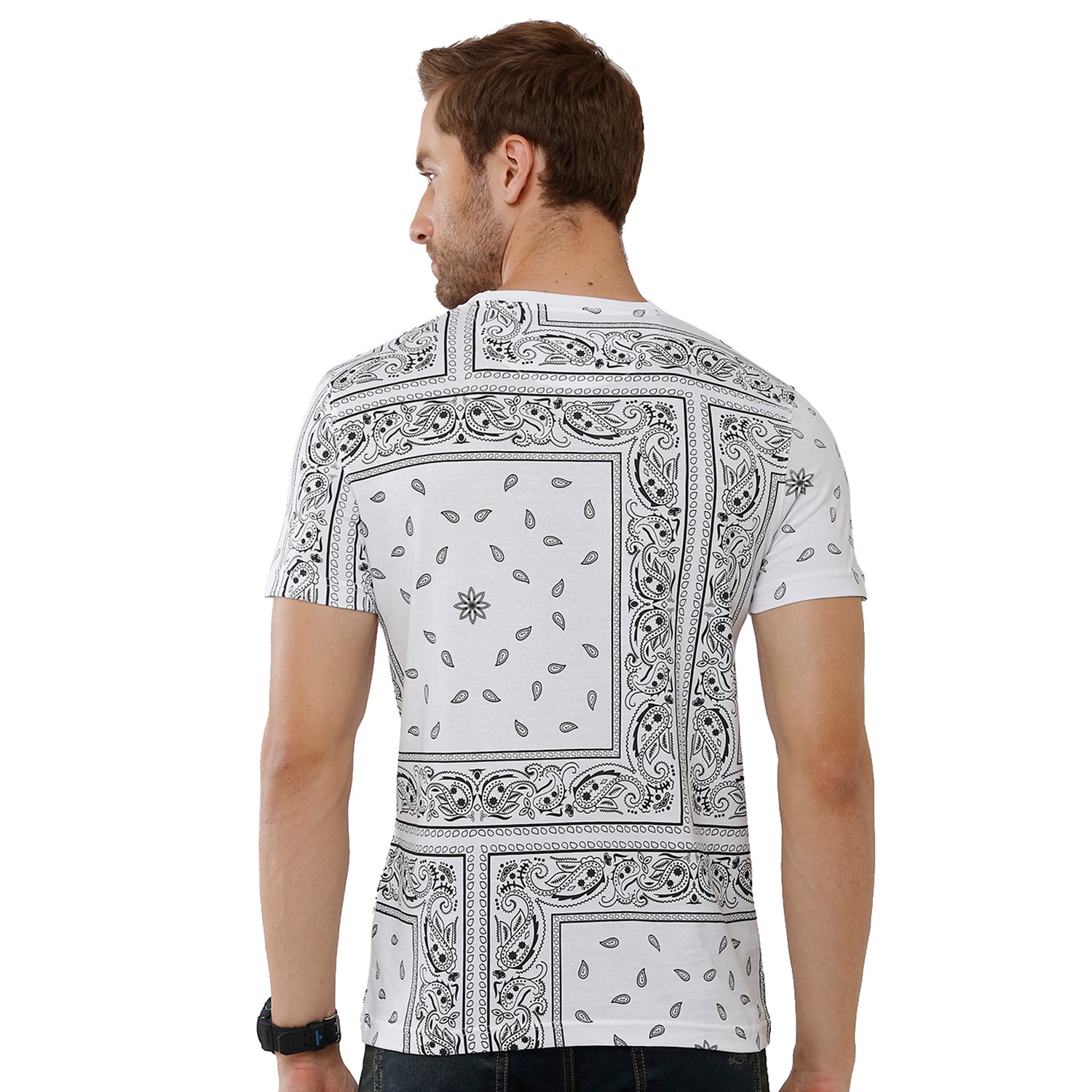 Classic Polo Bro Mens 100% Cotton Printed Half Sleeve Slim Fit Crew Neck White Color T-Shirt (BRCN - 473 B SF C) Classic Polo 
