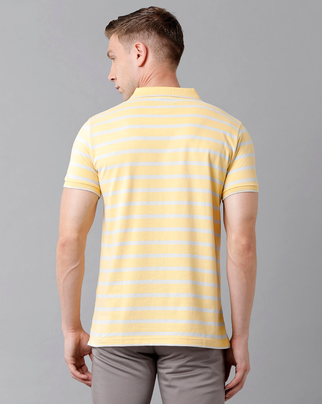 Classic Polo Men's Cotton Striped Half Sleeve Slim Fit Polo Neck Yellow Color T-Shirt | Cpeg - 281 B