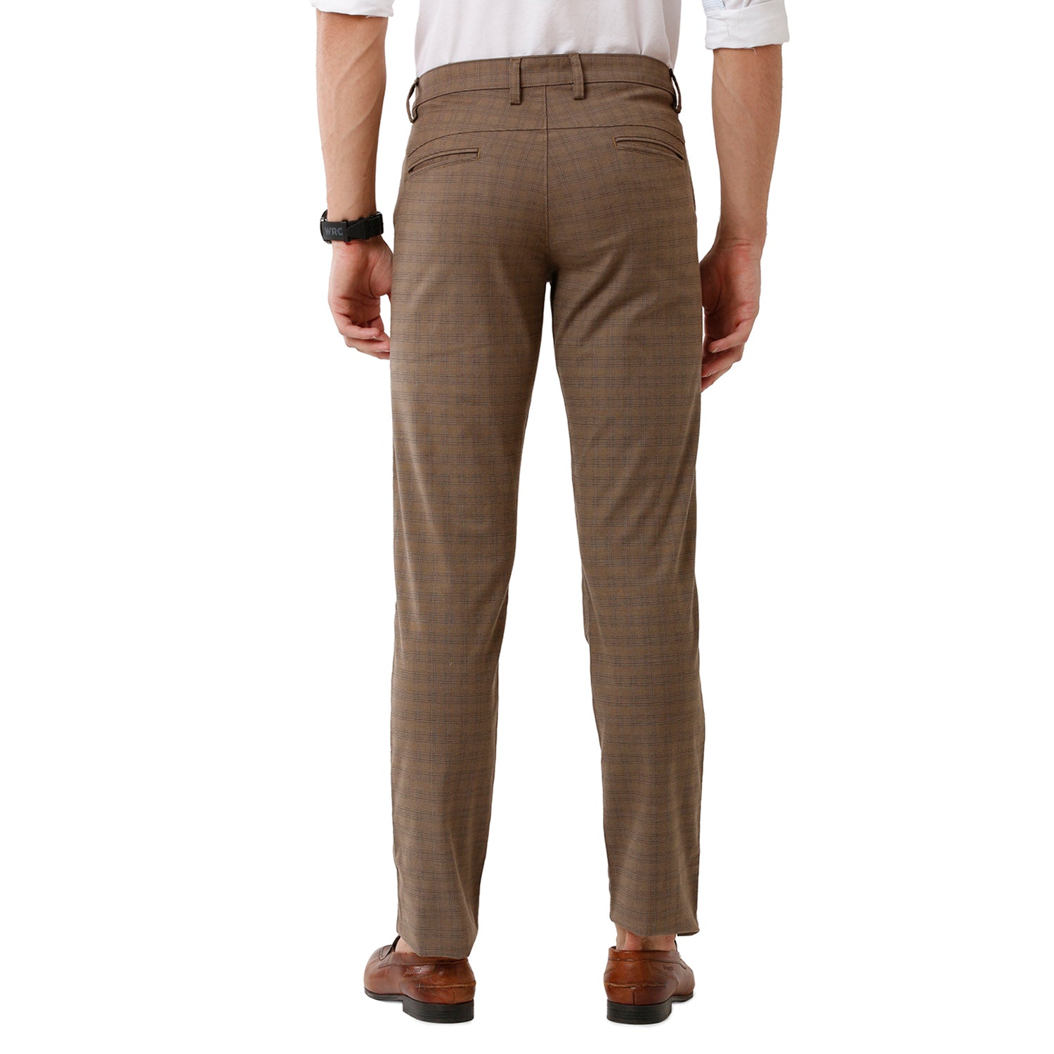 Swiss Club Mens Checked Slim Fit Brown Color Trousers -SC 34 A MOU Pants Swiss Club 