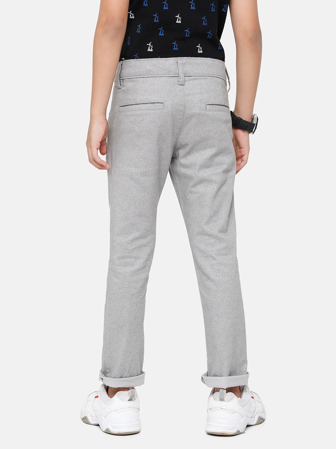 CP Boys Light Blue Solid Slim Fit Trousers Trouser Classic Polo 