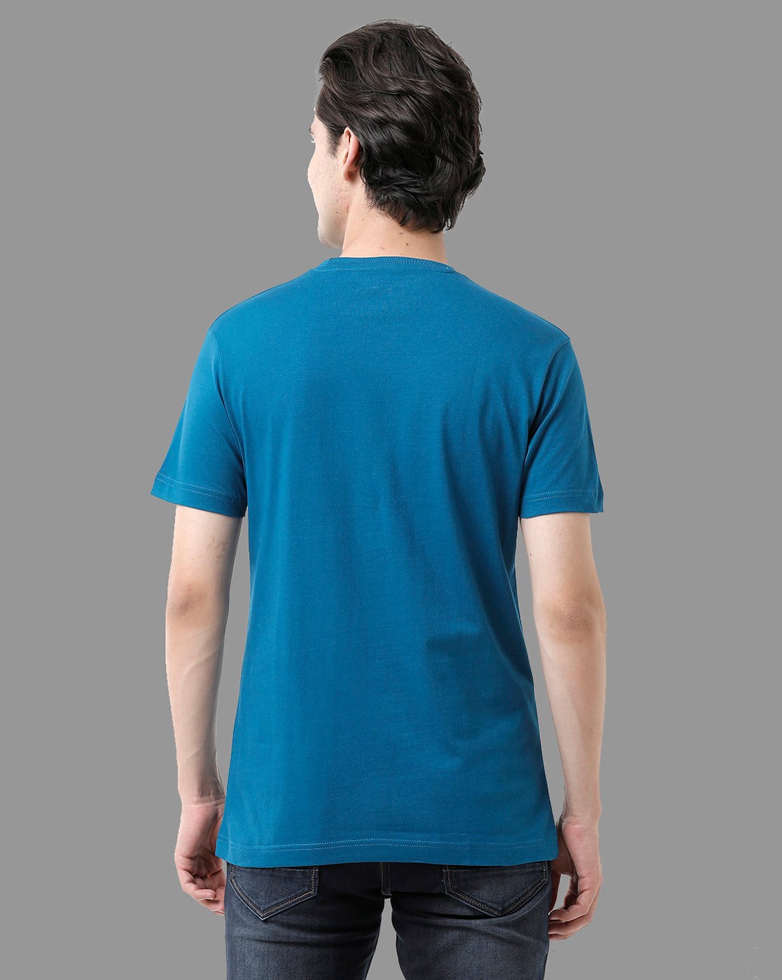 Classic Polo Mens Cotton Half Sleeve Printed Slim Fit Round Neck Blue Color T-Shirt | Baleno - 451 A