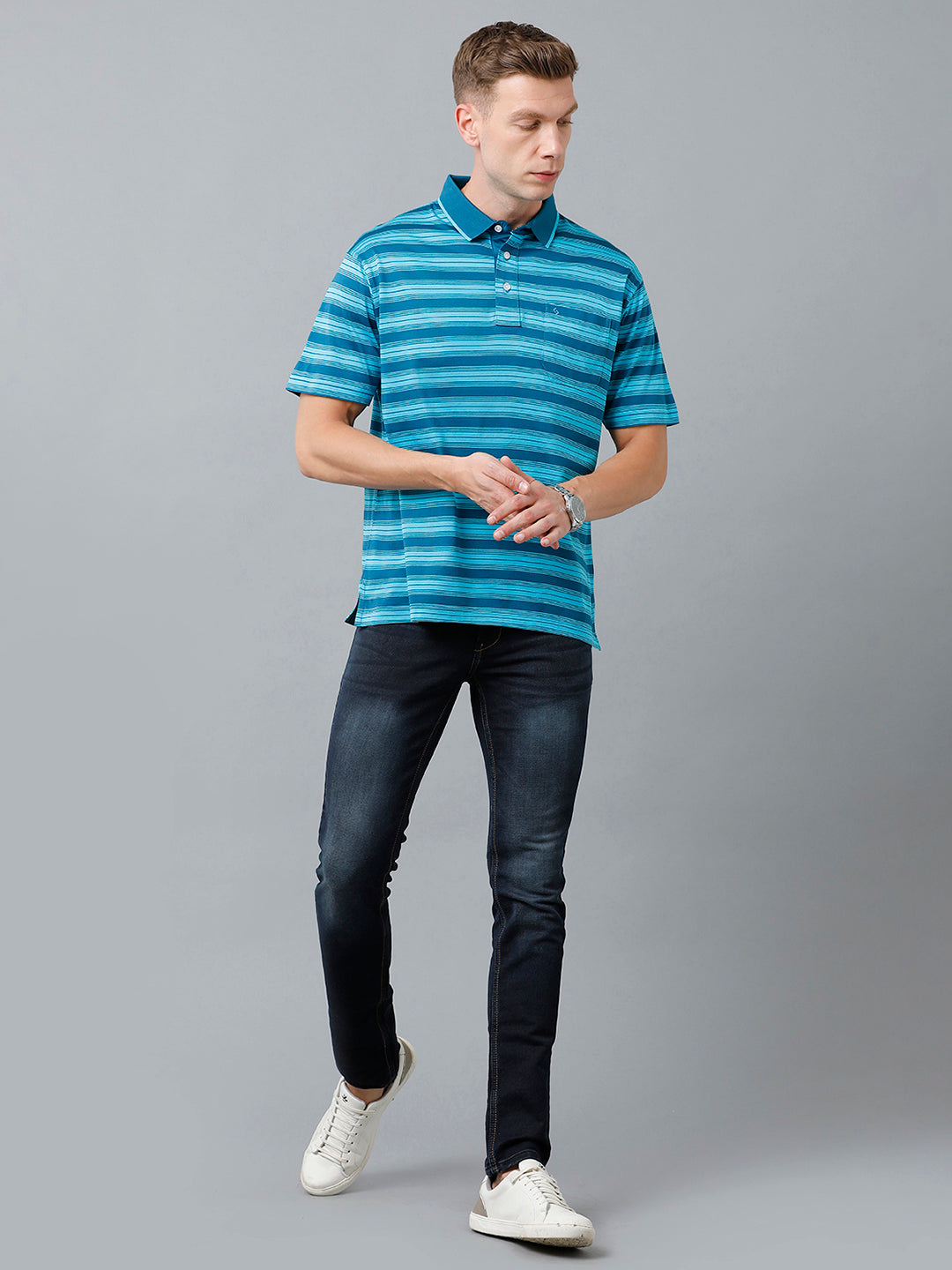 Classic Polo Men's Cotton Half Sleeve Striped Authentic Fit Polo Neck Multicolor Color T-Shirt | Ultimo - 305 A