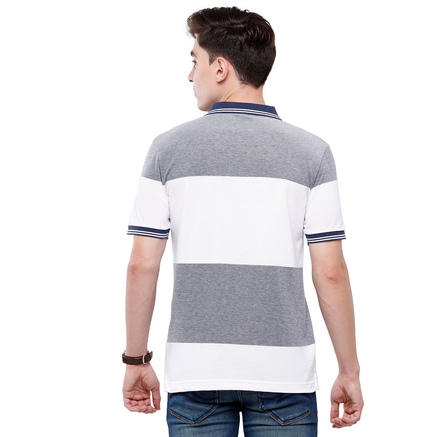 Classic Polo Mens Stripes Half Sleeve Slim Fit T-Shirt (ADORE - 162 B SF P) T-shirt Classic Polo 