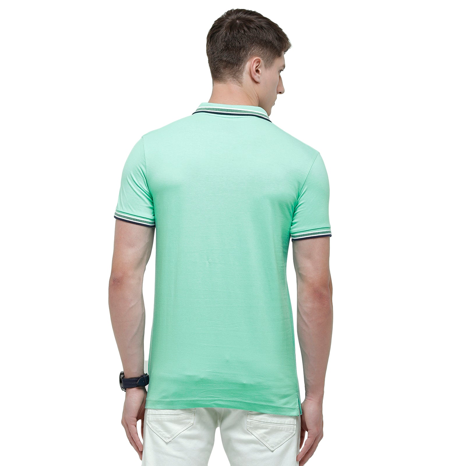 Classic Polo Men's Turquoise Sporty Polo Half Sleeve Slim Fit T-Shirt | Pristo - -Lt.Grass