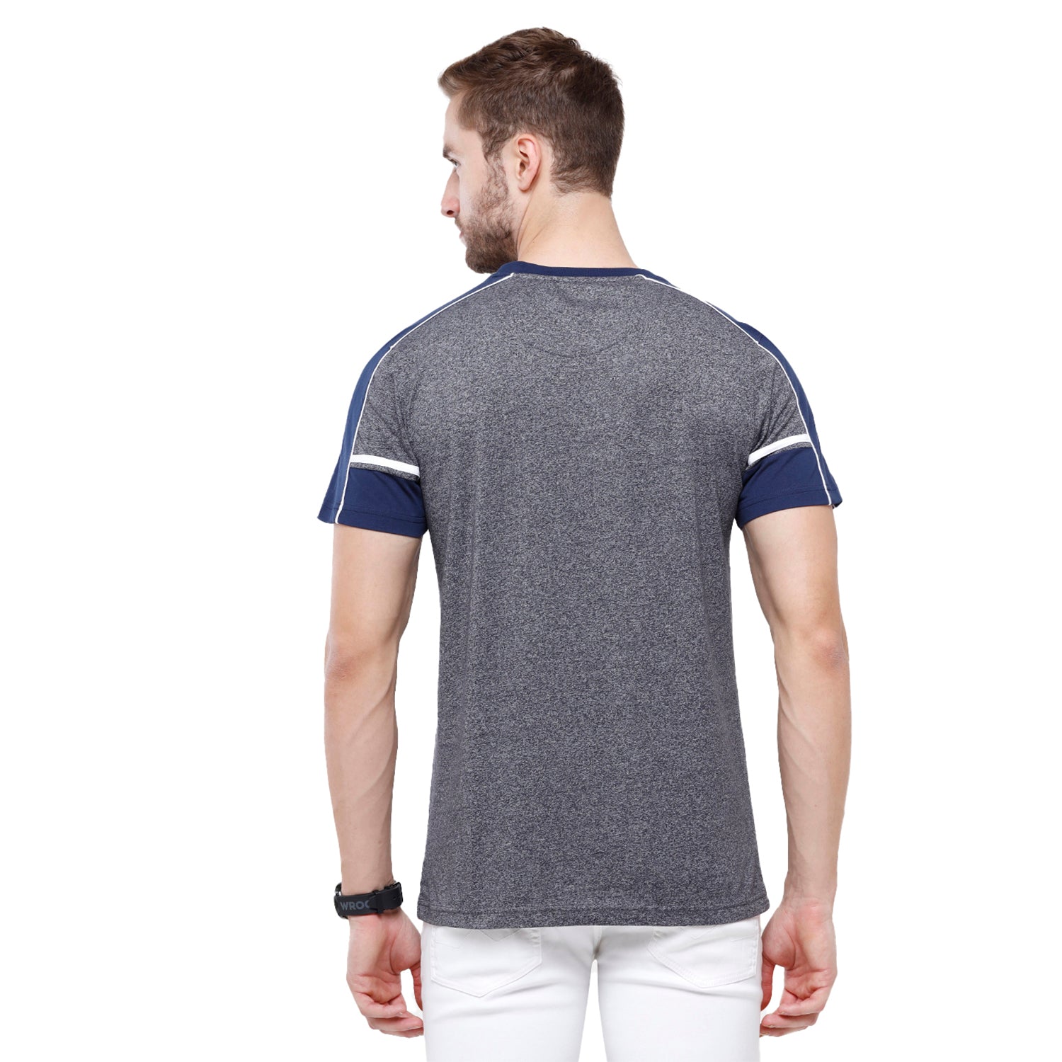 Swiss Club Mens Grey Chest Print Slim Fit Half Sleeve Round Neck T-Shirt (CUB - 48 B SF C) T-shirt Swiss Club 