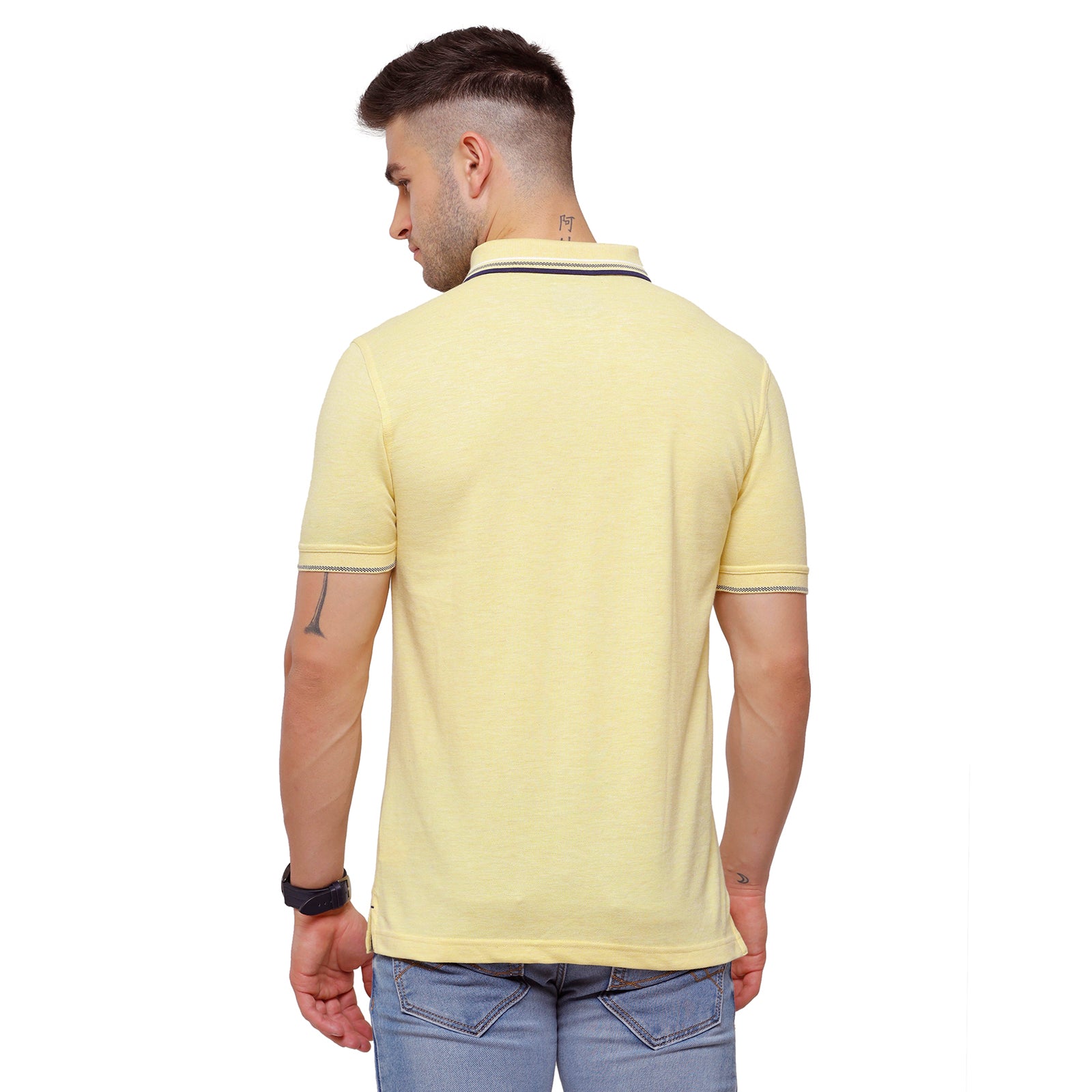 Classic Polo Men's Yellow Melange Polo Half Sleeve Slim Fit T-Shirt | Toza-Yellow Mel