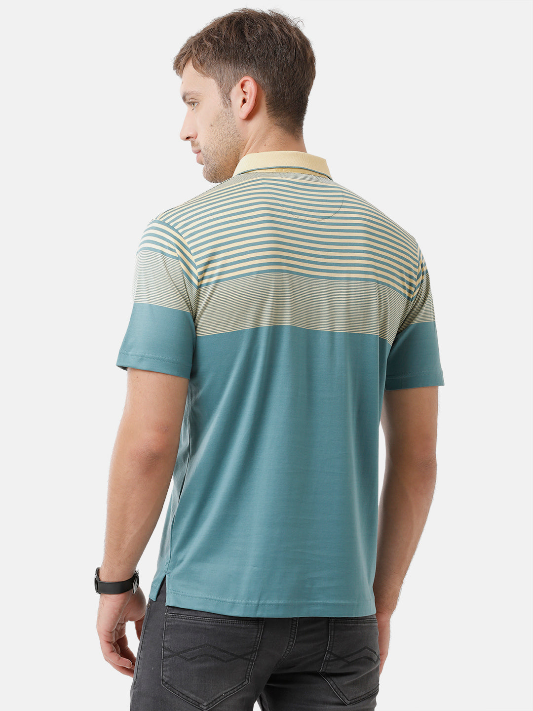 Classic Polo Mens Cotton Striped Half Sleeve Authentic Fit Polo Neck Multicolor T-Shirt | Ultimo 279 B