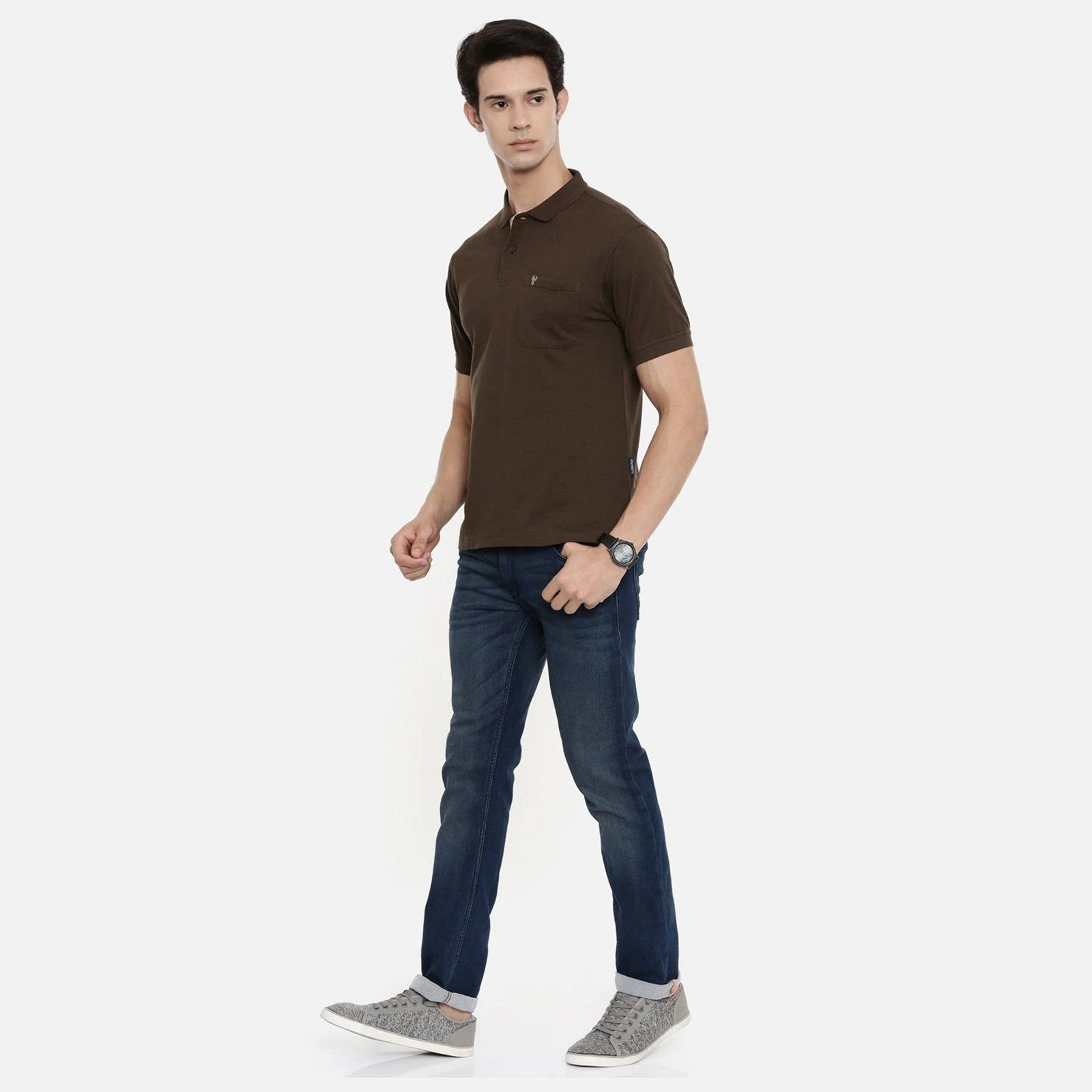 Classic Polo Men's Authentic Fit Brown Polo T-shirt - 4SSN 222 T-shirt Classic Polo 