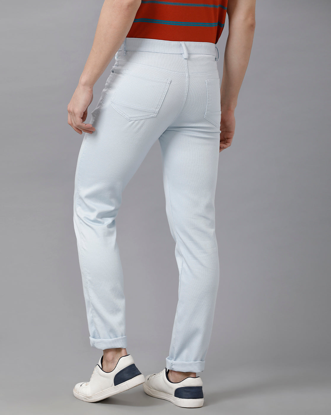 CP BRO Men's Cotton Solid Slim Fit Blue Color Trousers | Tbn2 14 A