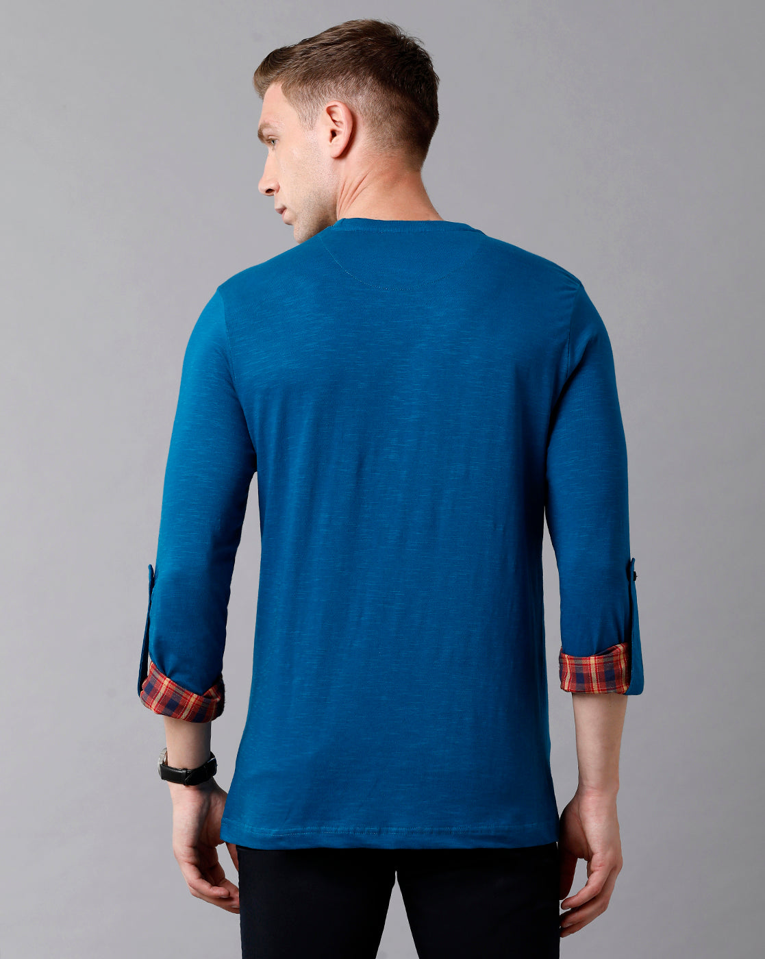 Classic Polo Men's Cotton Solid Full Sleeve Slim Fit Round Neck Royal Blue Color T-Shirt | Baleno Fs - 485 A