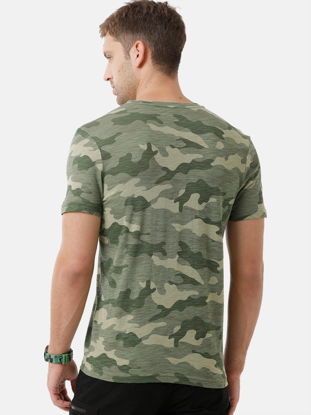 CP BRO Men's Cotton Printed Half Sleeve Slim Fit Round Neck Multicolor T-Shirt | Brcn 502