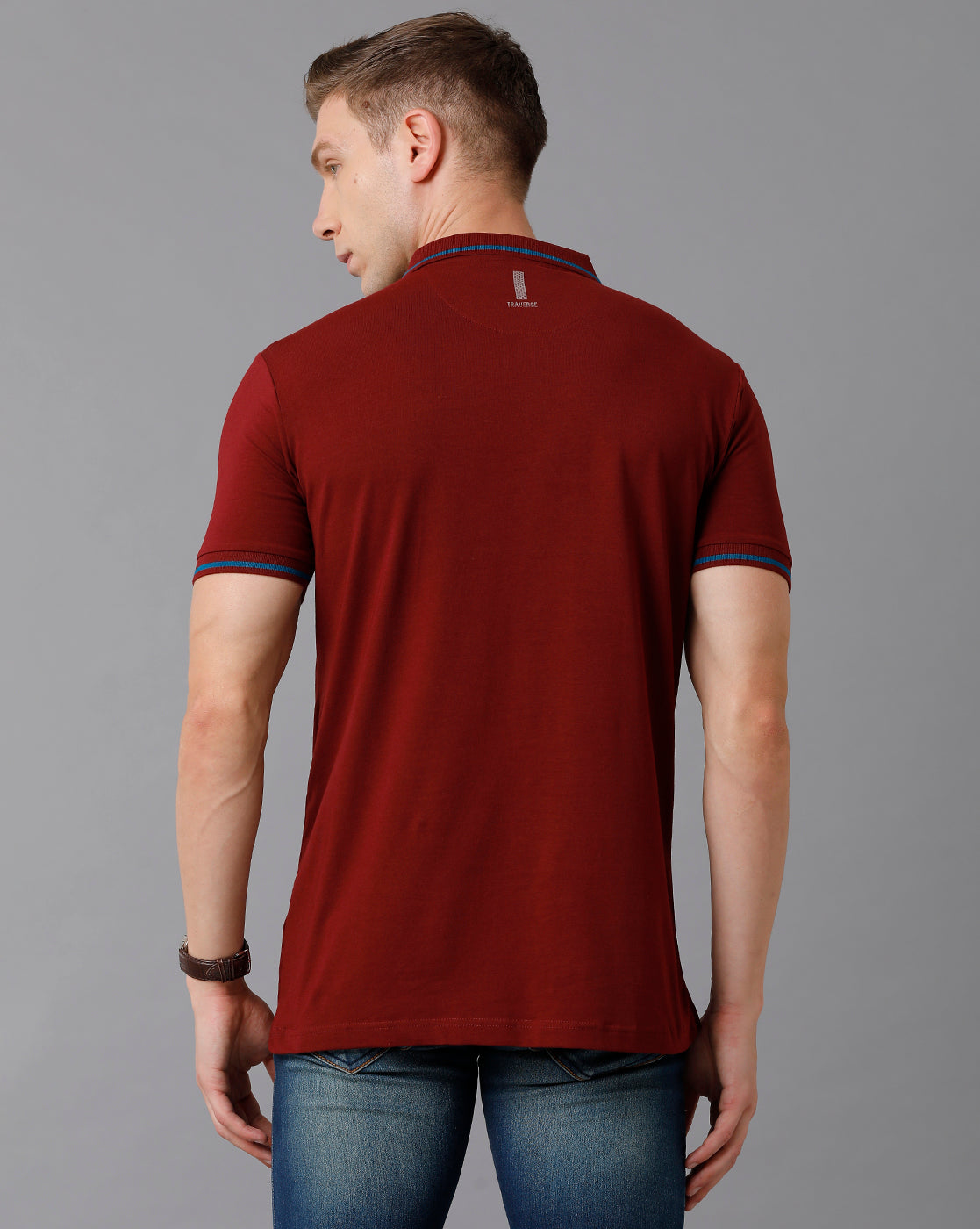 Classic Polo Men's Cotton Printed Slim Fit Maroon T-Shirt | Prm - 726 B