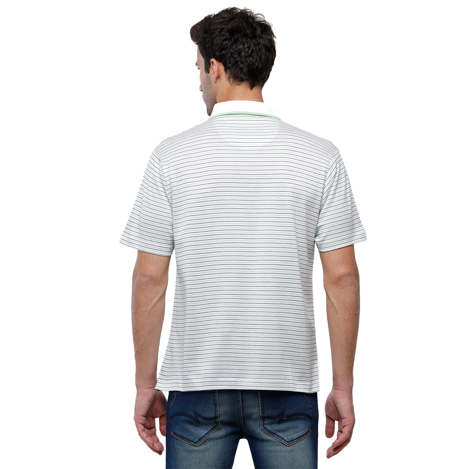Classic Polo Mens Striped Authentic Fit Half Sleeve Premium White Stripe T-Shirt - Ultimo - 261 A T-shirt Classic Polo 