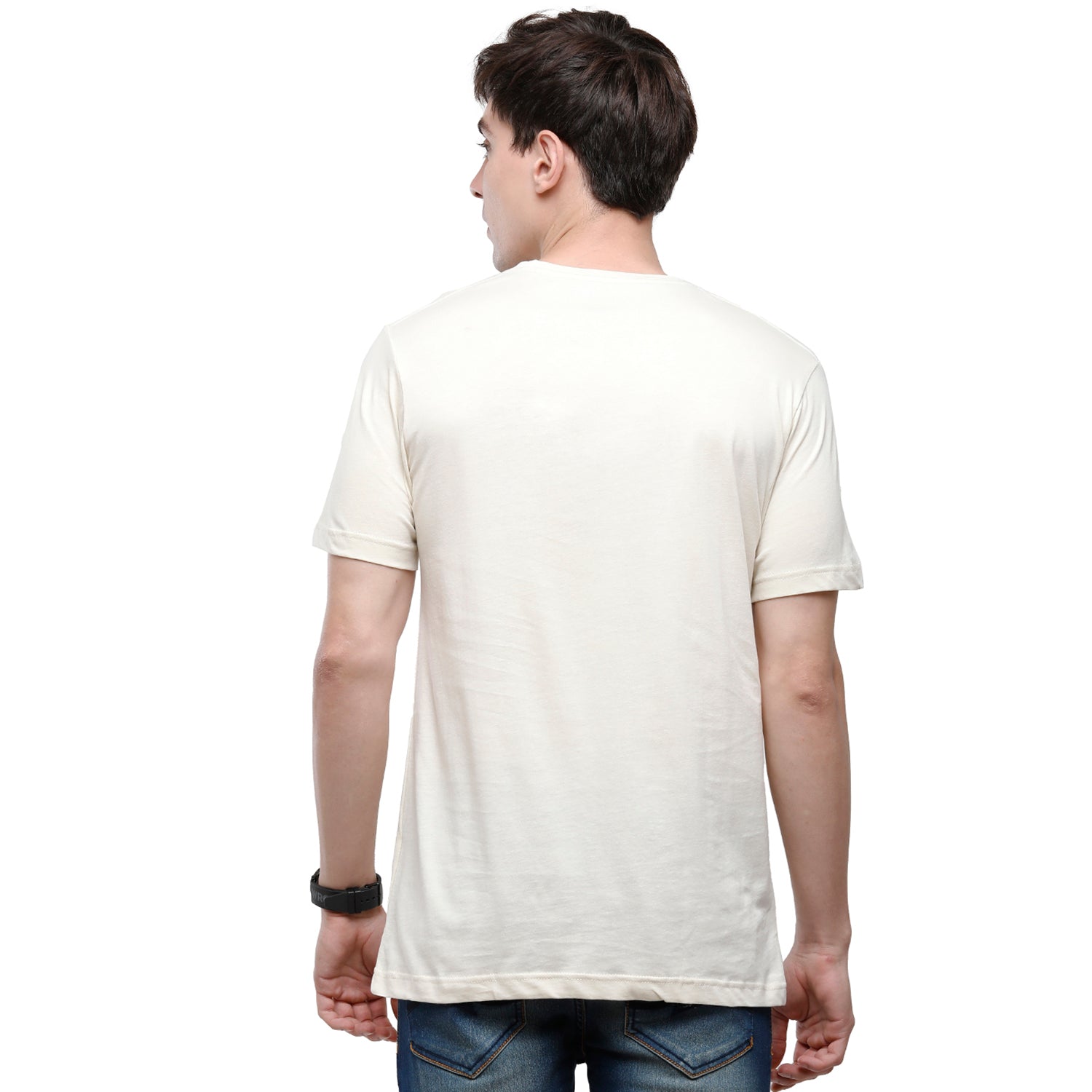 Classic Polo Men's Solid Single Jersey White Half Sleeve Slim Fit T-Shirt - Kore-02 T-shirt Classic Polo 