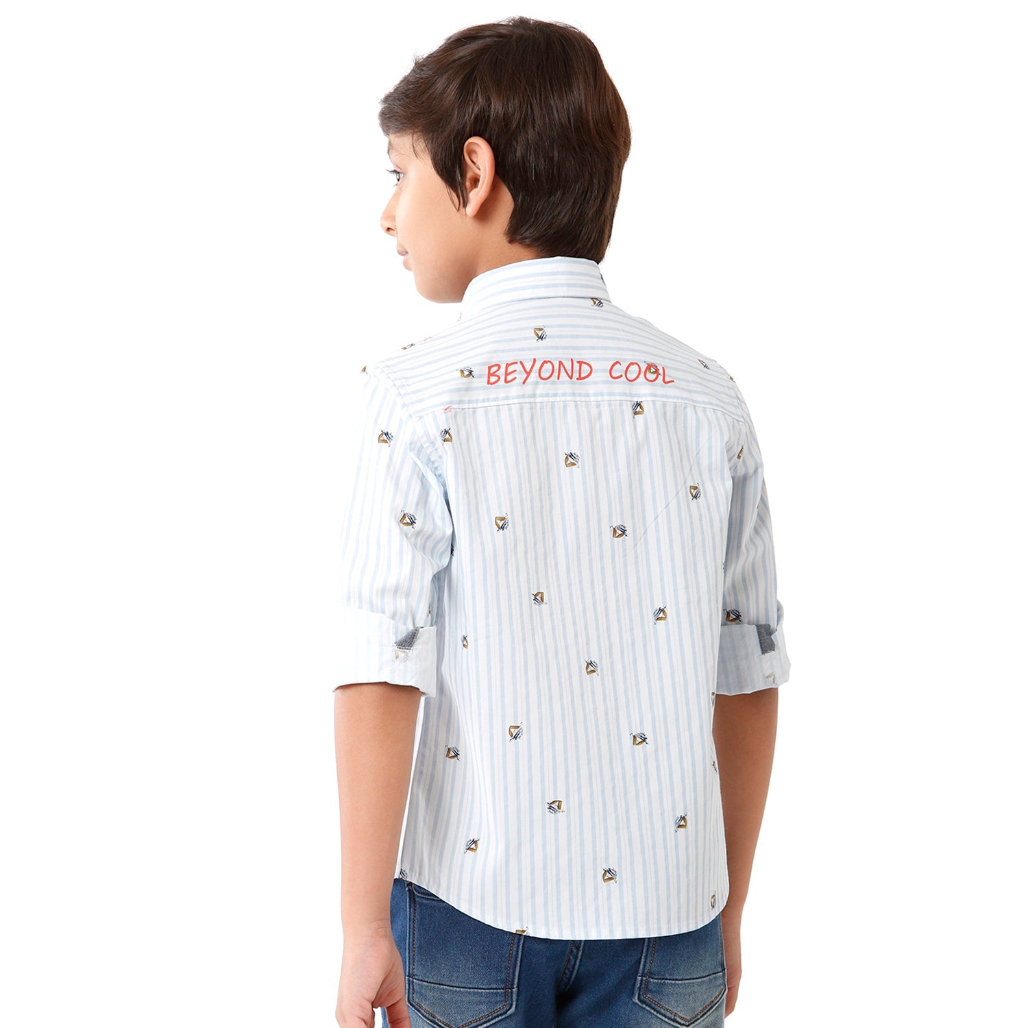 Classic Polo Bro Boys Printed Full Sleeve Slim Fit White Color Shirt - BBSH S2 02 A Classic Polo 