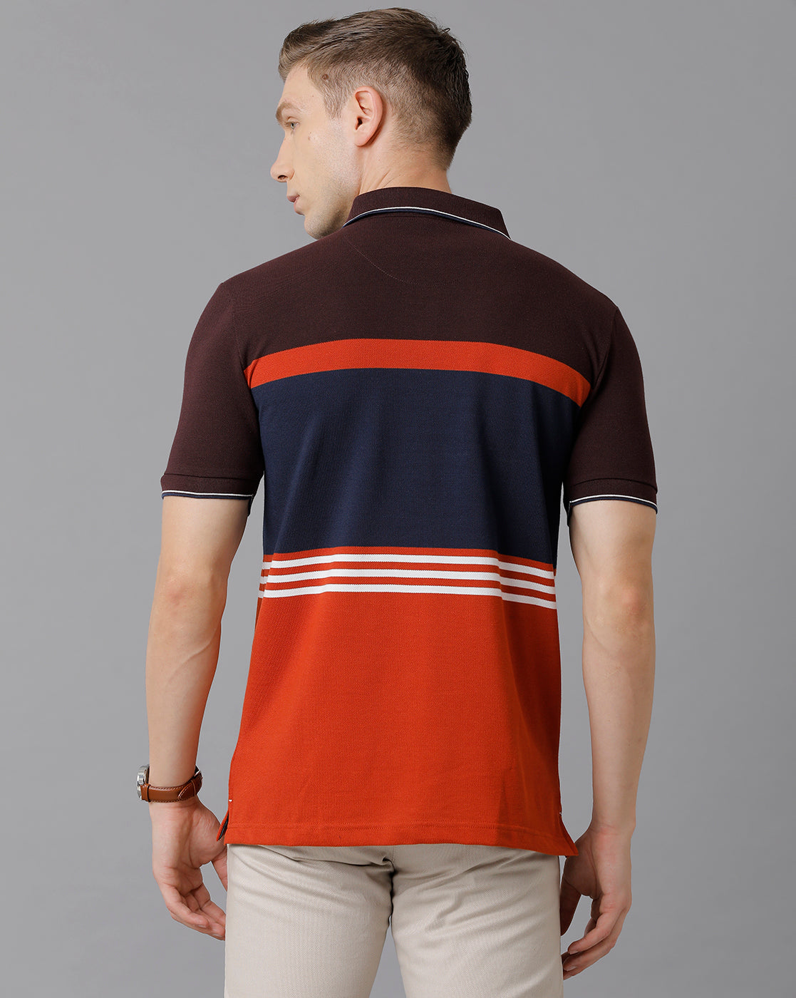 Classic Polo Men's Cotton Blend Striped Half Sleeve Slim Fit Polo Neck Multicolor T-Shirt | HS-VTA - 02 A