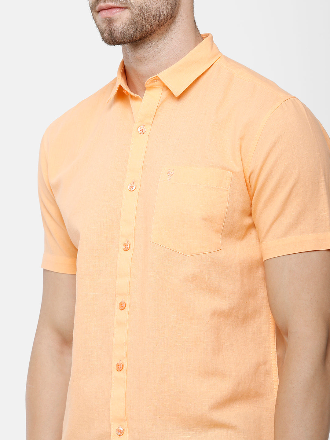 Classic Polo Mens Solid Milano Fit Woven Shirt -Mica Orange HS Shirts Classic Polo 