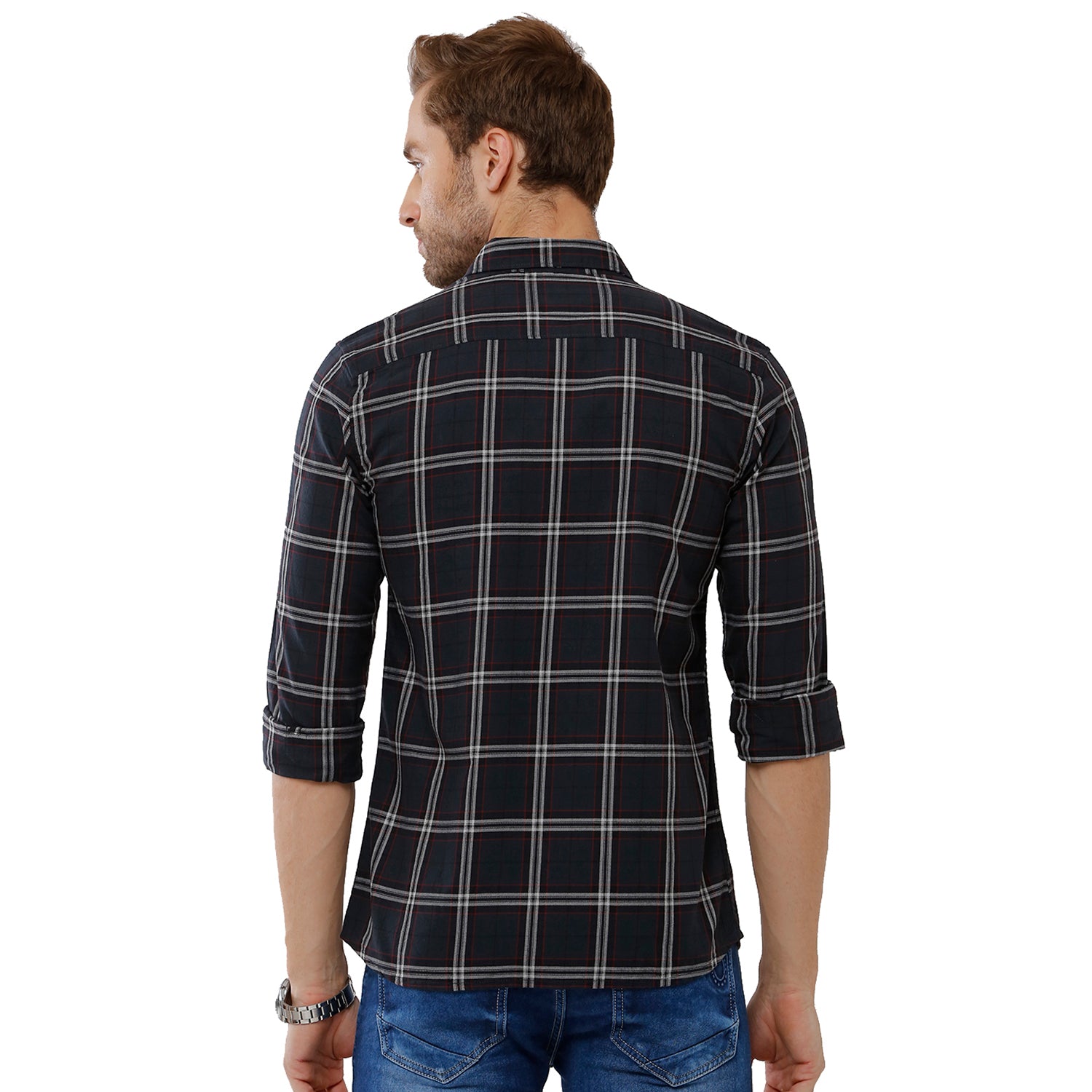 Classic Polo Bro Mens Checked Full Sleeve Slim Fit Black Color Woven Shirt -SBN1 68 A Shirts Classic Polo 