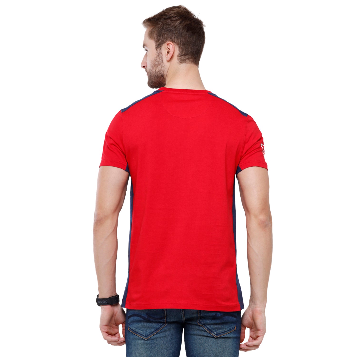 Swiss Club Mens Chest Print Red Slim Fit Sporty Half Sleeve Round Neck T-Shirt - CUB - 42 A T-shirt Swiss Club 