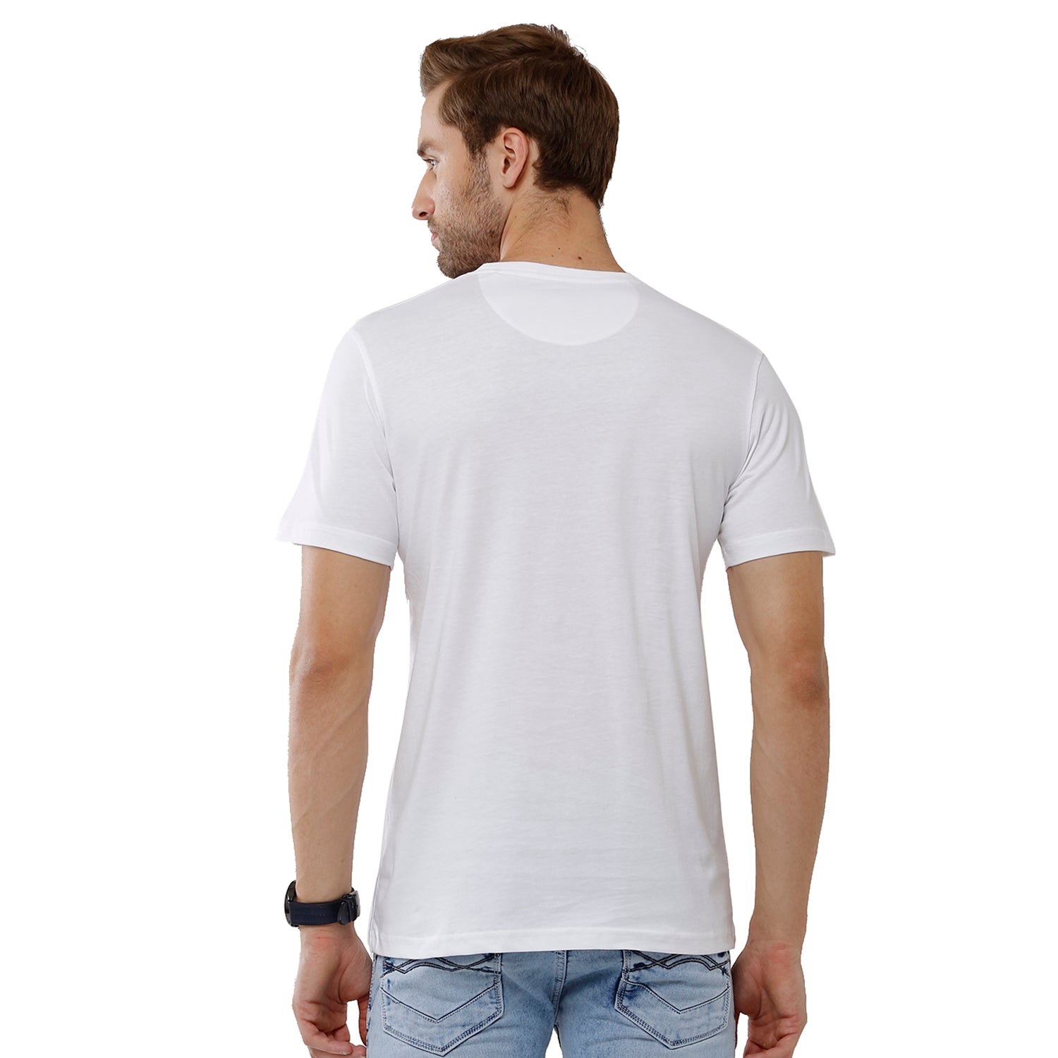 Classic Polo Men's Graphic Print Half Sleeve Round Neck Slim Fit Cotton T Shirt BALENO - 404 A SF C T-shirt Classic Polo 