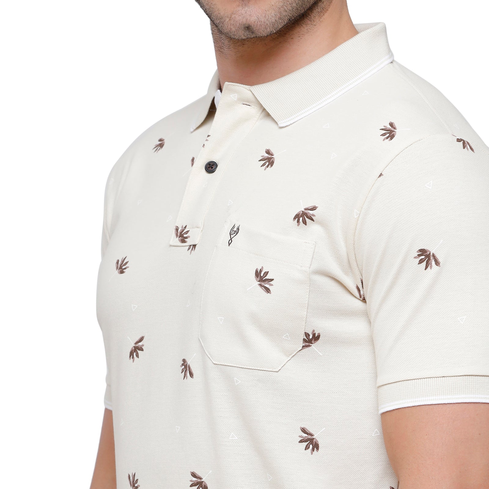 Classic Polo Mens Printed Slim Fit Polo Neck White Colour T-Shirt - Beau 164 A T-shirt Classic Polo 