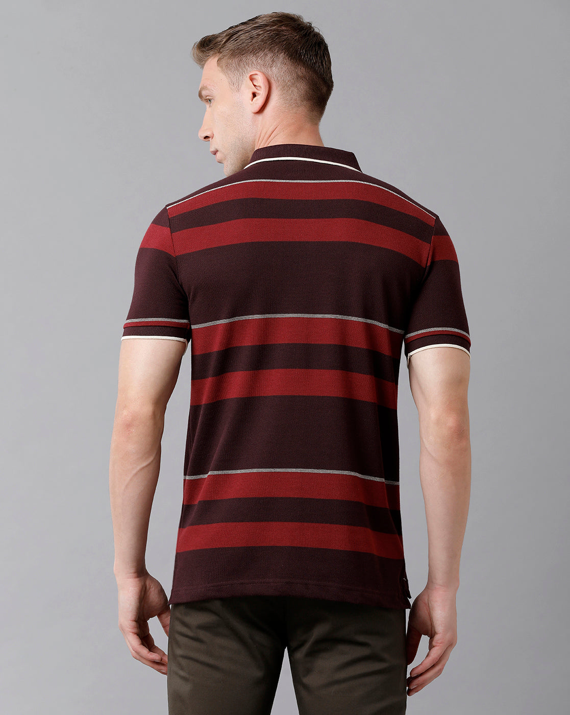 Classic Polo Men's Cotton Blend Striped Half Sleeve Slim Fit Polo Neck Multicolor T-Shirt | Adore - 178 B