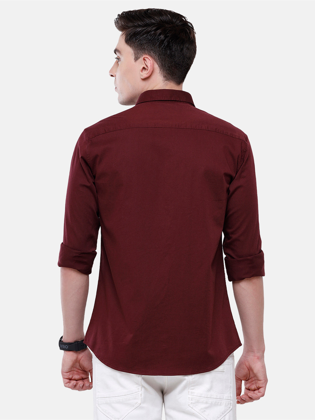 Classic Polo Men's Cotton Maroon Solid Full Sleeve Shirt - Zeus Maroon