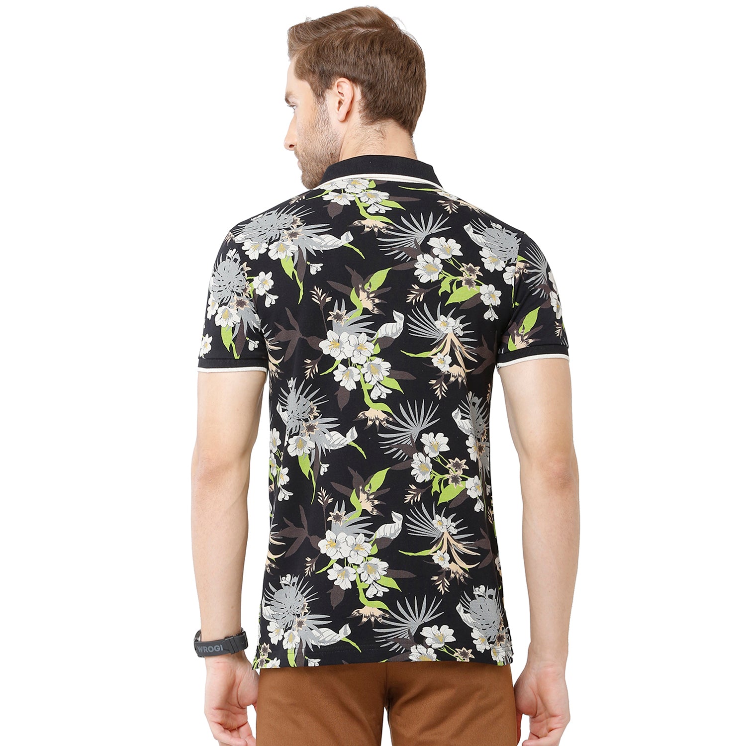 Classic Polo Bro Mens 100% Cotton Printed Half Sleeve Slim Fit Polo Neck Multicolor T-Shirt (BRP - 327 A SF P) Classic Polo 