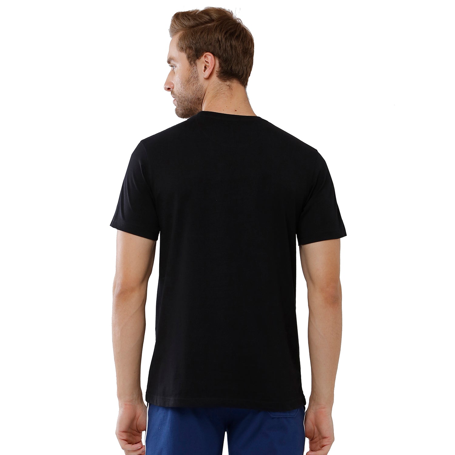 Classic Polo Mens Cotton Slim Fit Crew Neck Black Color T-Shirt - Baleno 403 A T-shirt Classic Polo 