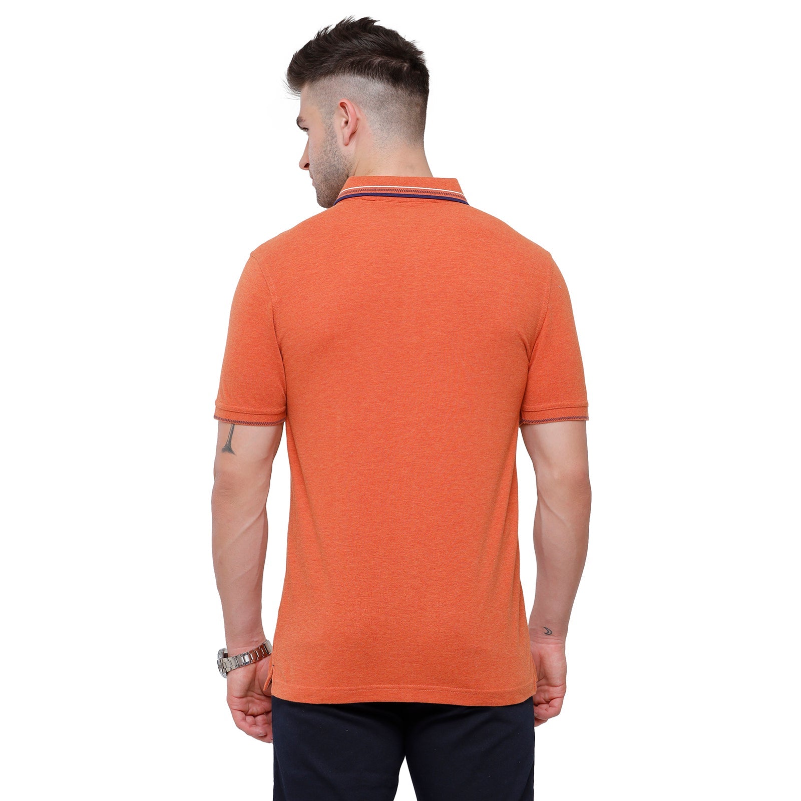 Classic polo Men's Orange Melange Polo Half Sleeve Slim Fit T-Shirt - Toza-Orange Mel T-shirt Classic Polo 