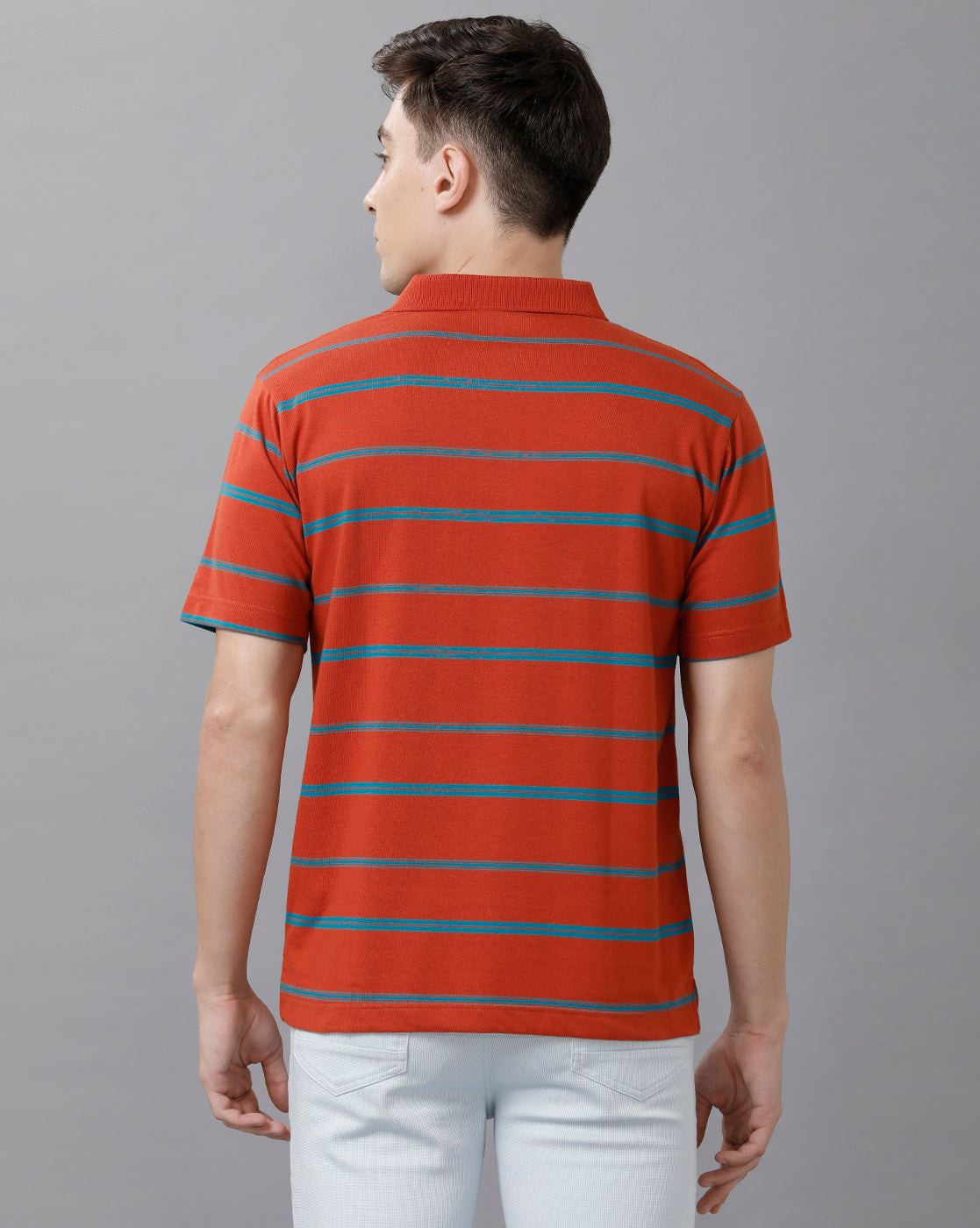 Classic Polo Mens Cotton Blend Striped Half Sleeve Authentic Fit Polo Neck Red Color T-Shirt | Avon 498 A