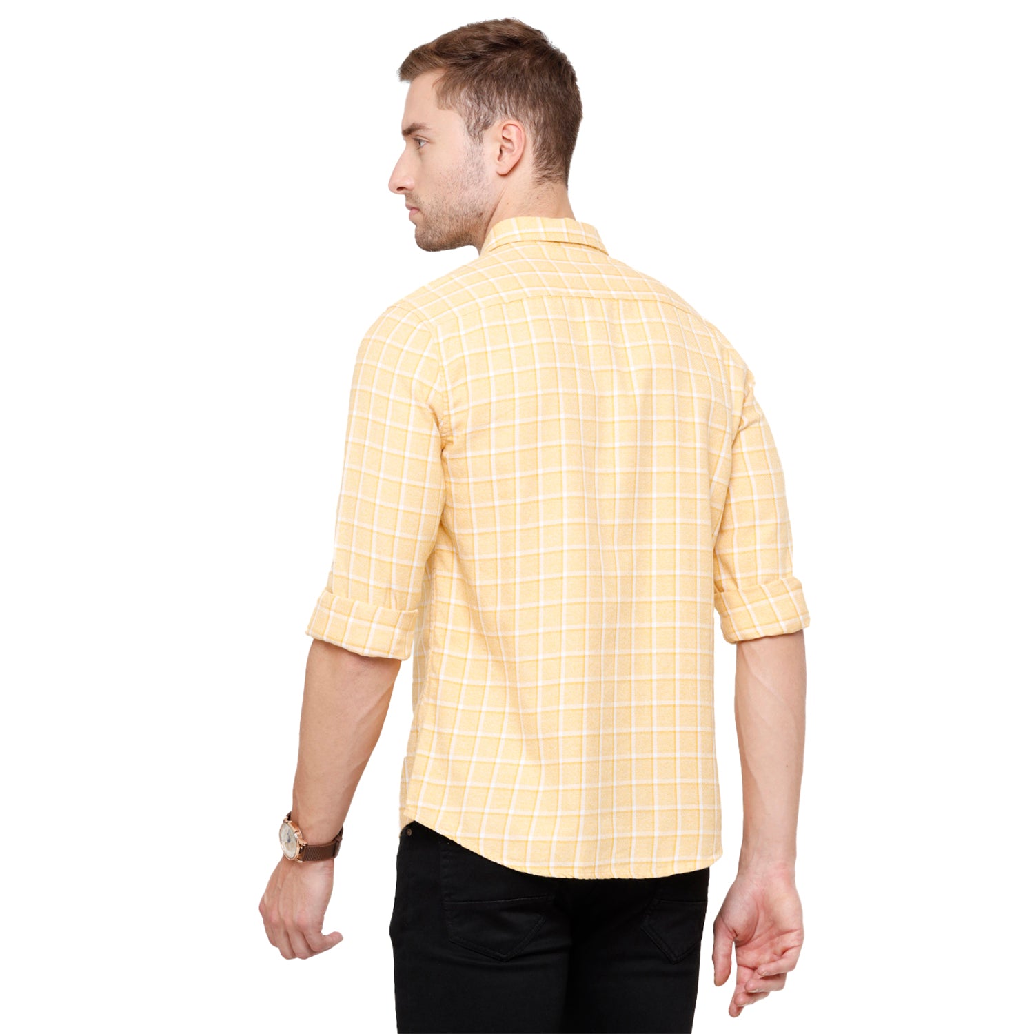 Swiss Club Men's Yellow Checkered Slim Fit Casual Half Sleeve Shirt - S-SC-89 A Shirts Swiss Club 