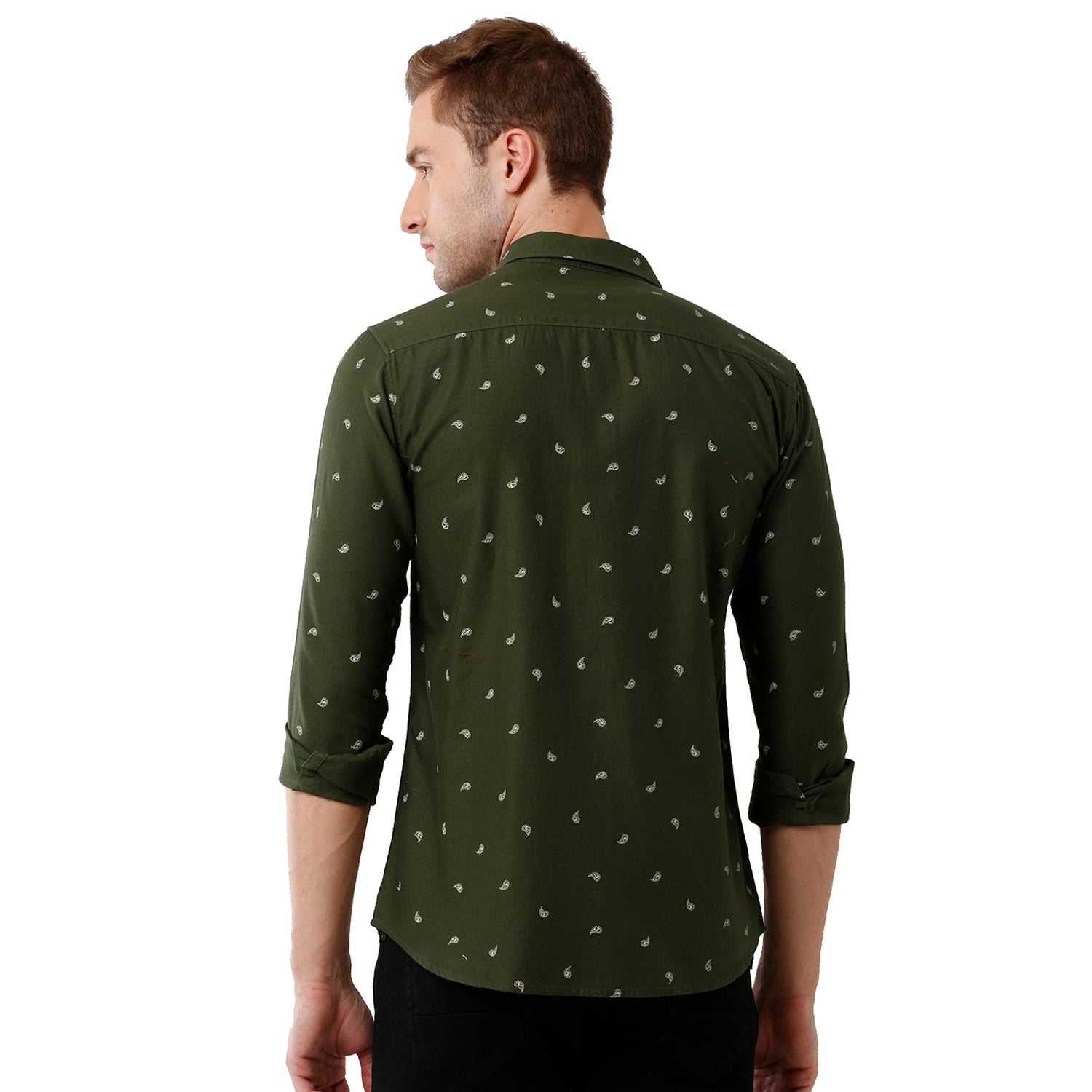 Swiss Club Mens Printed Full Sleeve Slim Fit Green Color Woven Shirt -SC 123 C Swiss Club 
