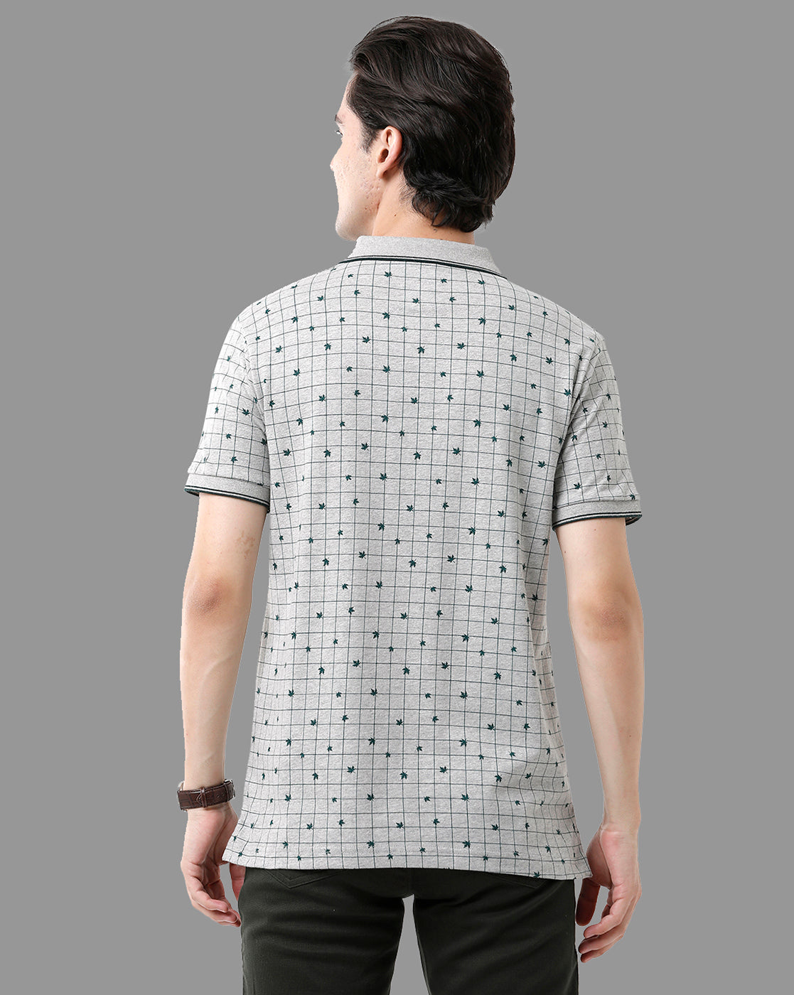 Classic Polo Mens Cotton Half Sleeve Printed Slim Fit Polo Neck Grey Color T-Shirt | Bello - 179 A