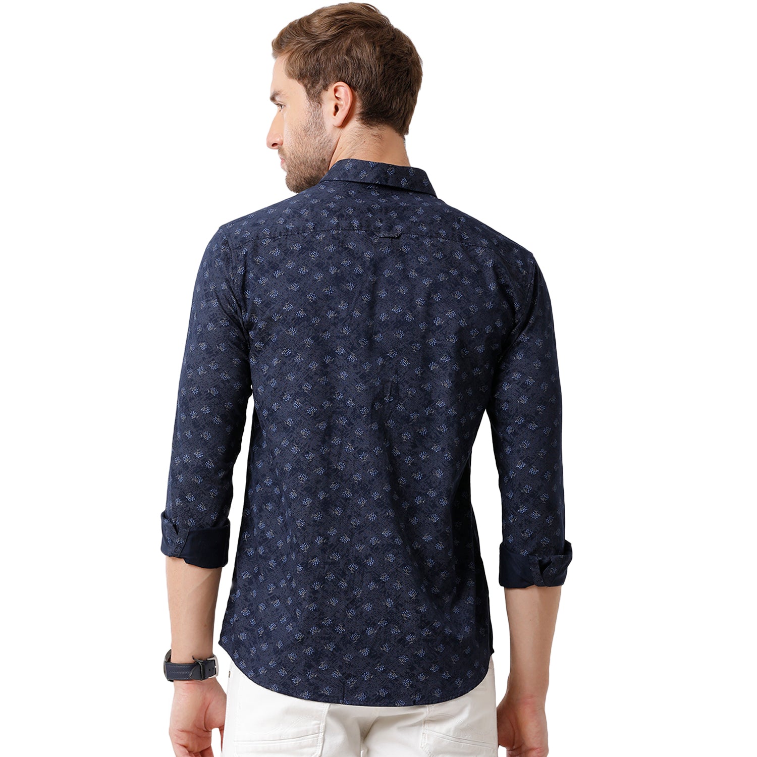 Swiss Club Mens Navy Blue Color Slim Fit Full Sleeve Shirt - S-SC-101 B-FS-PRT-BSL Shirts Swiss Club 