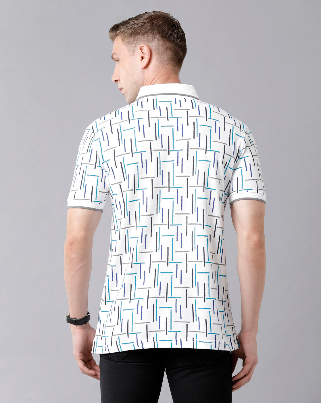 Classic Polo Men's Cotton Printed Half Sleeve Slim Fit Polo Neck White Color T-Shirt | Prm - 718 A