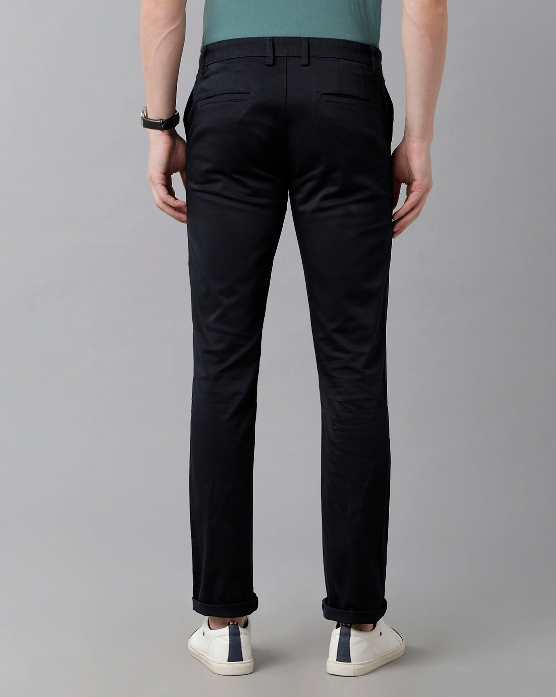 CP BRO Men's Cotton Solid Slim Fit Navy Color Trousers | Tbn2-27 C