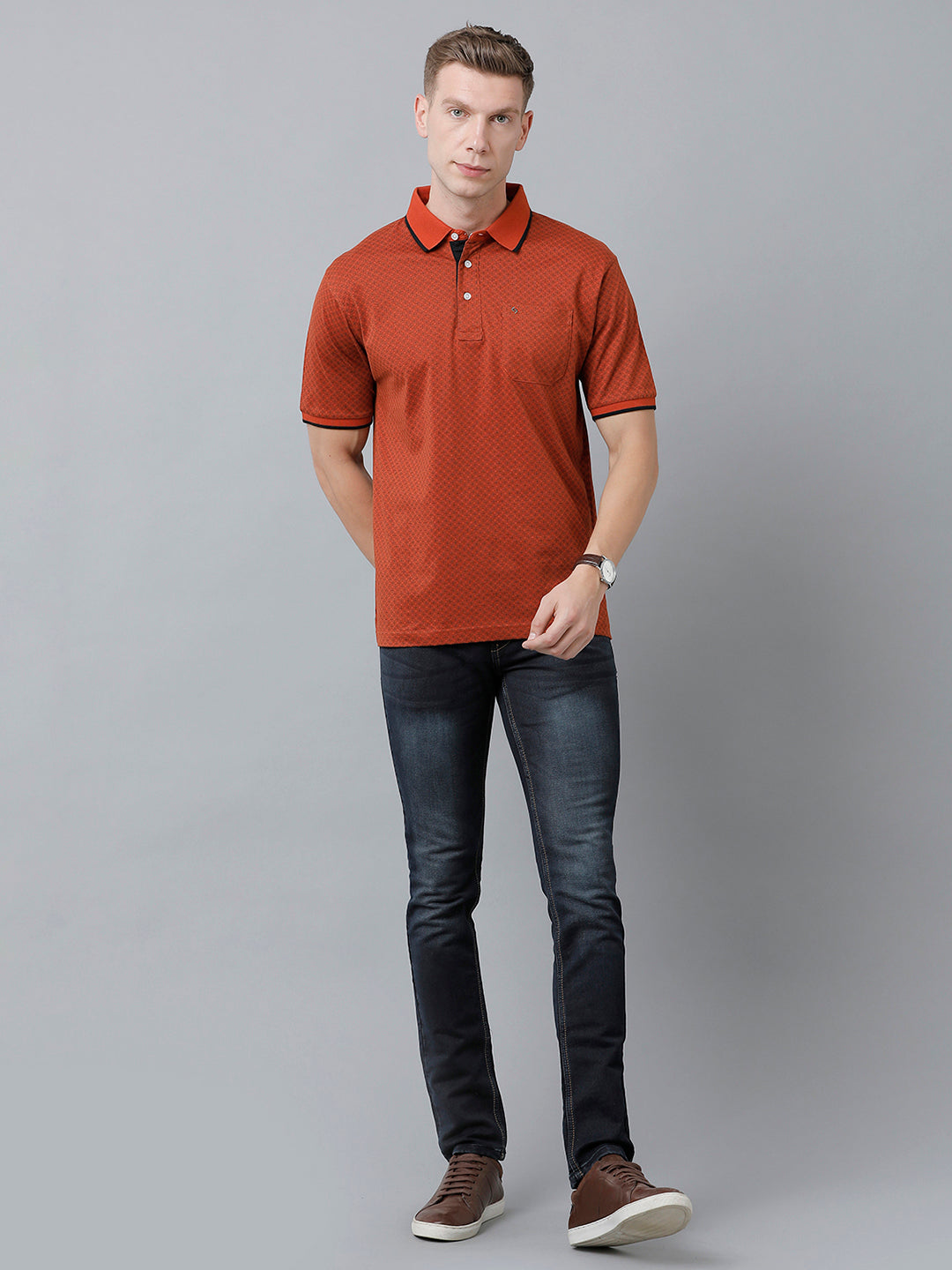 Classic Polo Men's Cotton Half Sleeve Printed Authentic Fit Polo Neck Red Color T-Shirt | Carve Polo - 04 B