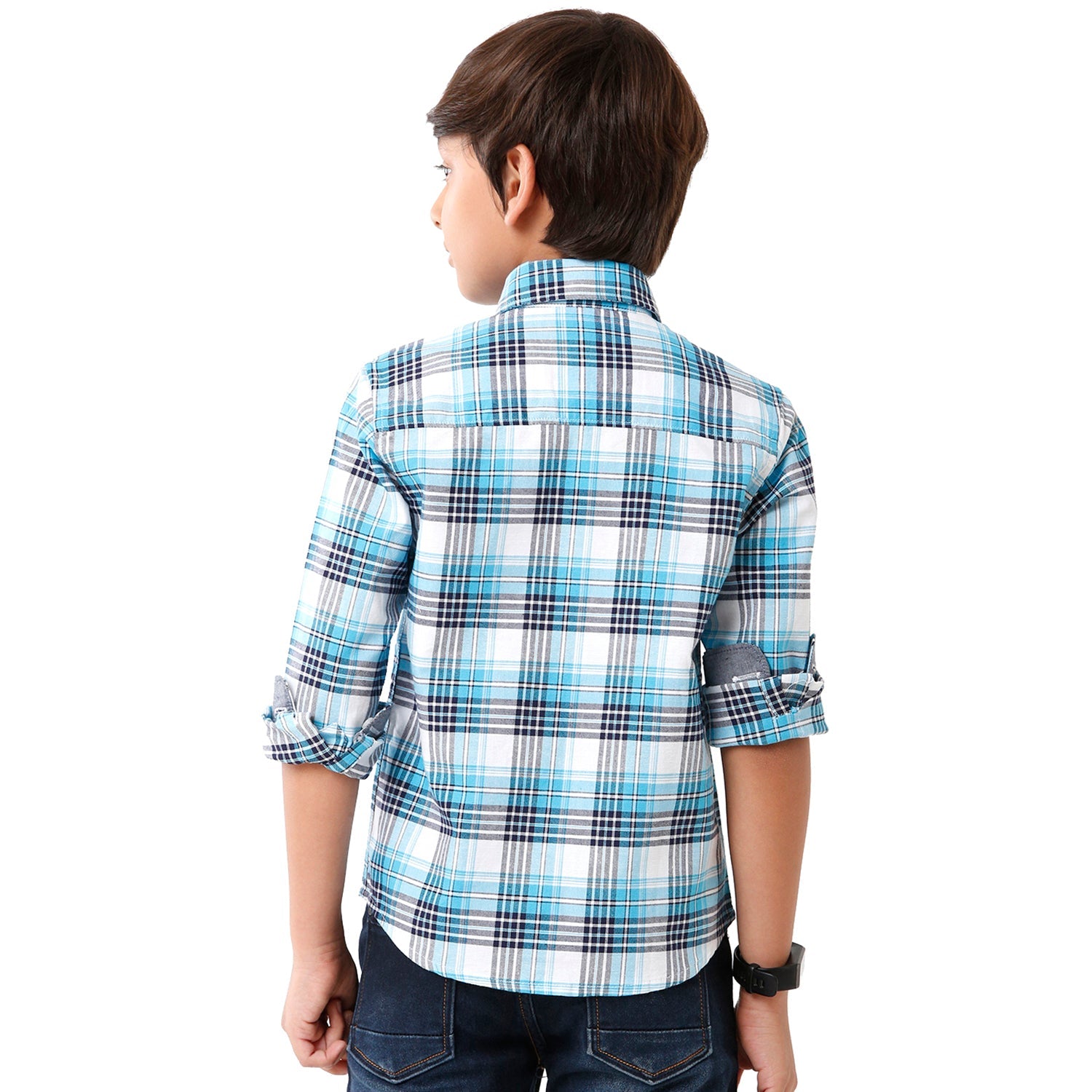 Classic Polo Bro Boys Checked Full Sleeve Slim Fit Blue Color Shirt - BBSH S2 23 A Shirts Classic Polo 
