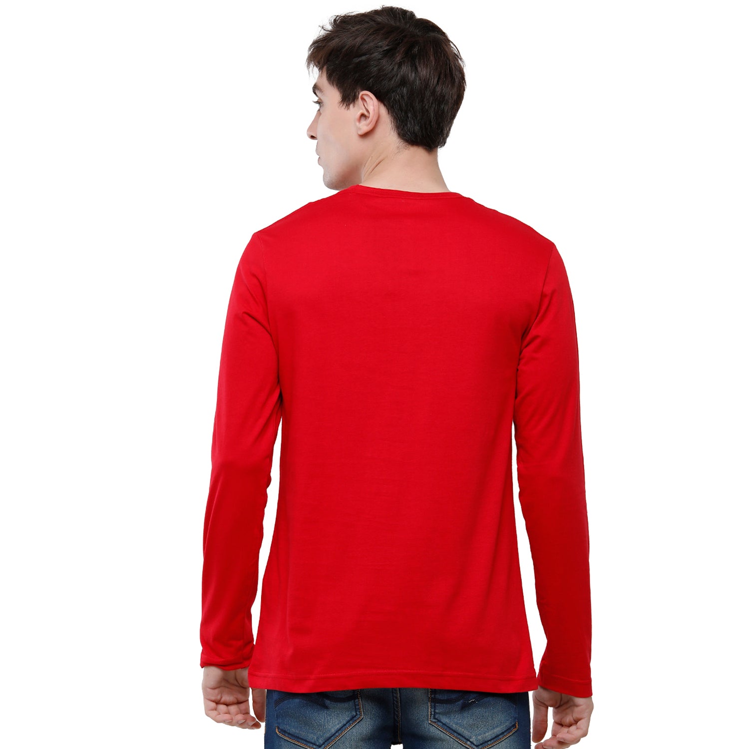 Classic polo Men's Red Single Jersey Crew Neck Full Sleeve Slim Fit T-Shirt - Comet 02 T-shirt Classic Polo 