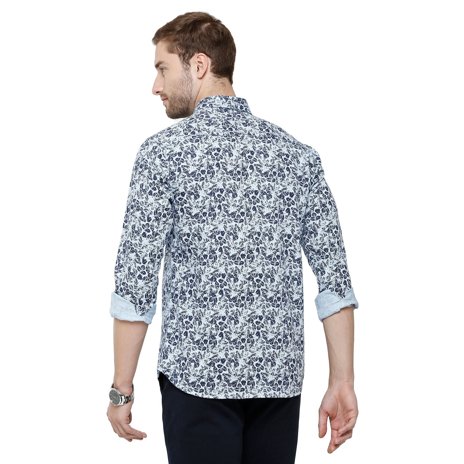 Swiss Club Mens Full Sleeve Printed Slim Fit Blue Colour Woven Shirt - S- SC-122B Shirts Swiss Club 