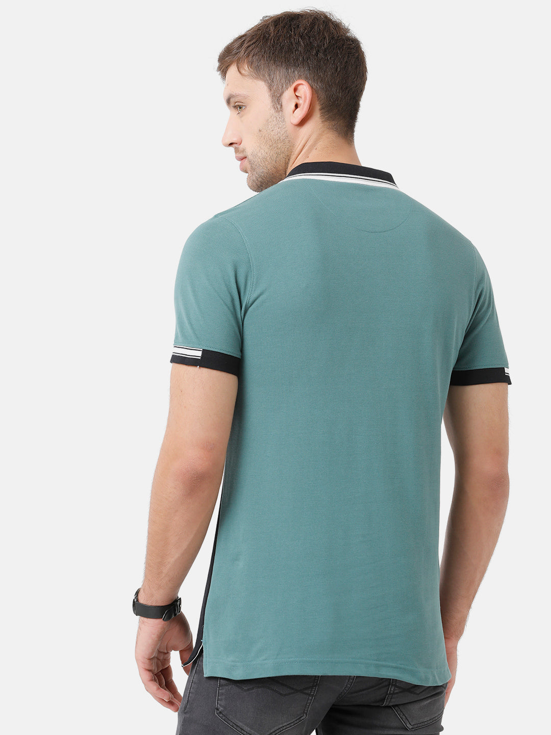 CP BRO Men's Cotton Color Block Half Sleeve Slim Fit Polo Neck Multicolor T-Shirt | Brp 322 B