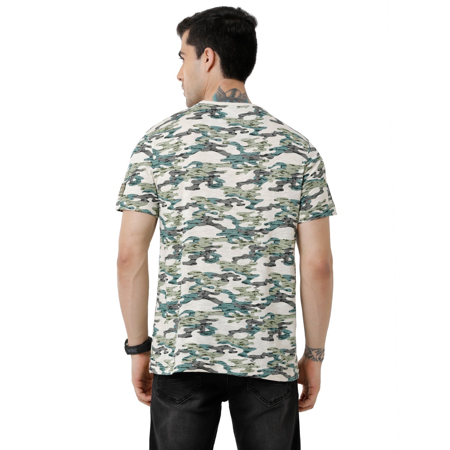 Classic Polo BroMens Printed Slim Fit Half Sleeve Crew Neck Multicolor T-Shirt - BRCN - 466 A T-shirt Classic Polo Bro 