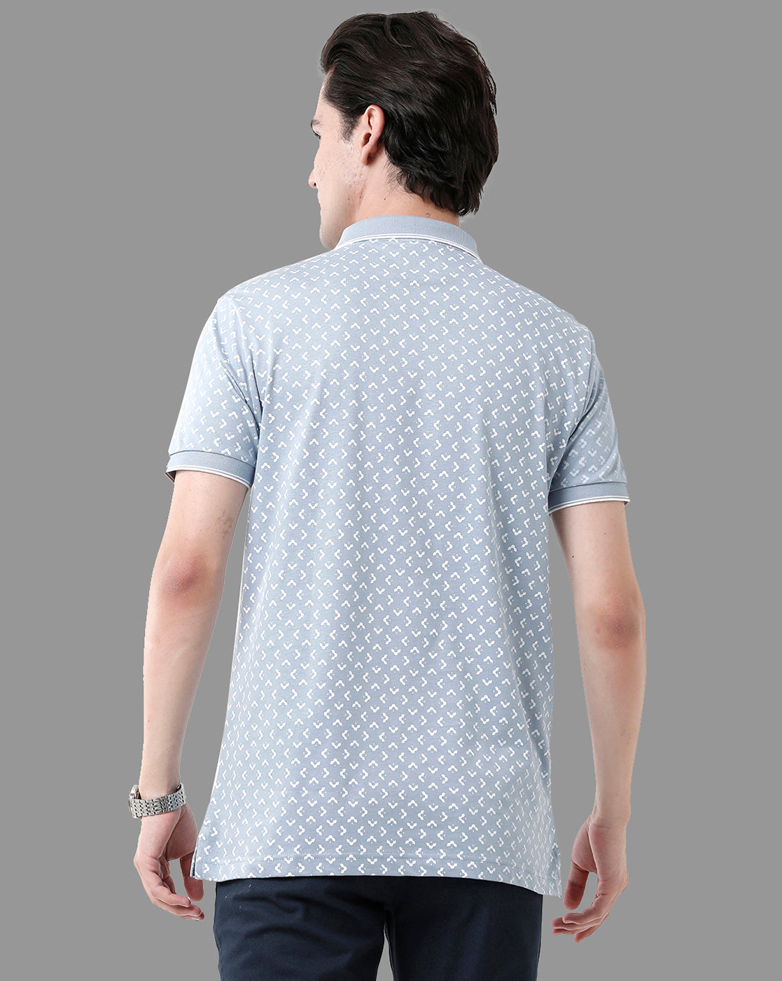 Classic Polo Mens Cotton Half Sleeve Printed Slim Fit Polo Neck Blue Color T-Shirt | Bello - 172 B