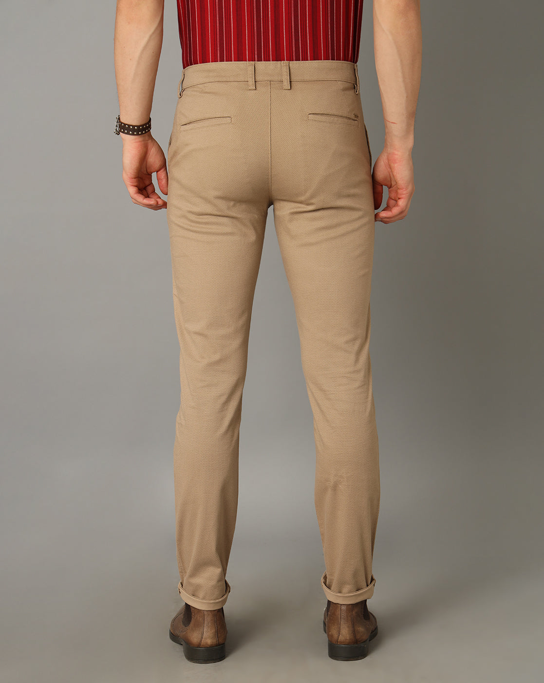 Classic Polo Men's 100% Cotton Moderate Fit Solid Beige Color Trouser | TO1-33 A-BEG