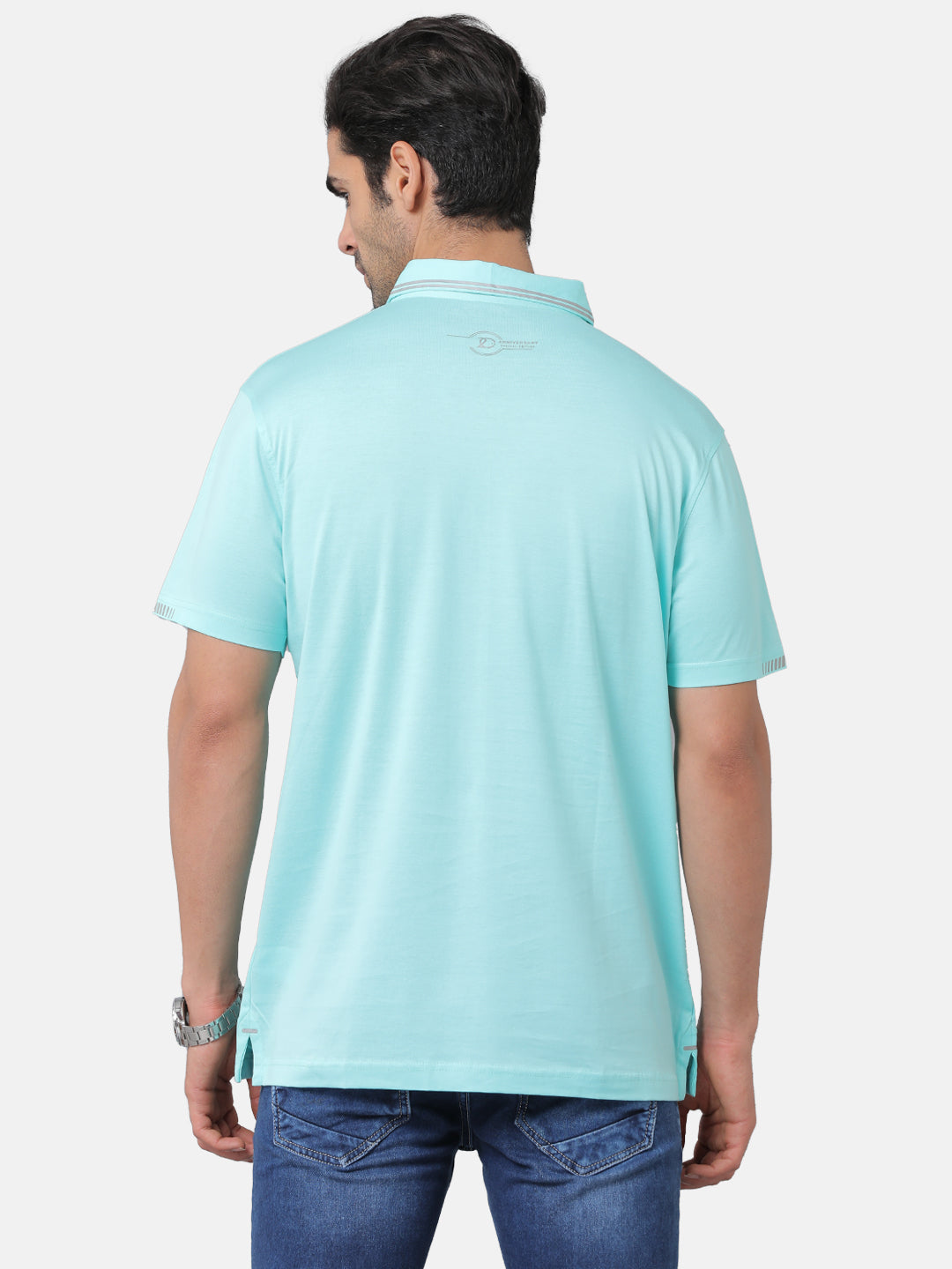 Classic Polo Mens Cotton Solid Slim Fit Polo Neck Turquoise Color T-Shirt | Unico 15b