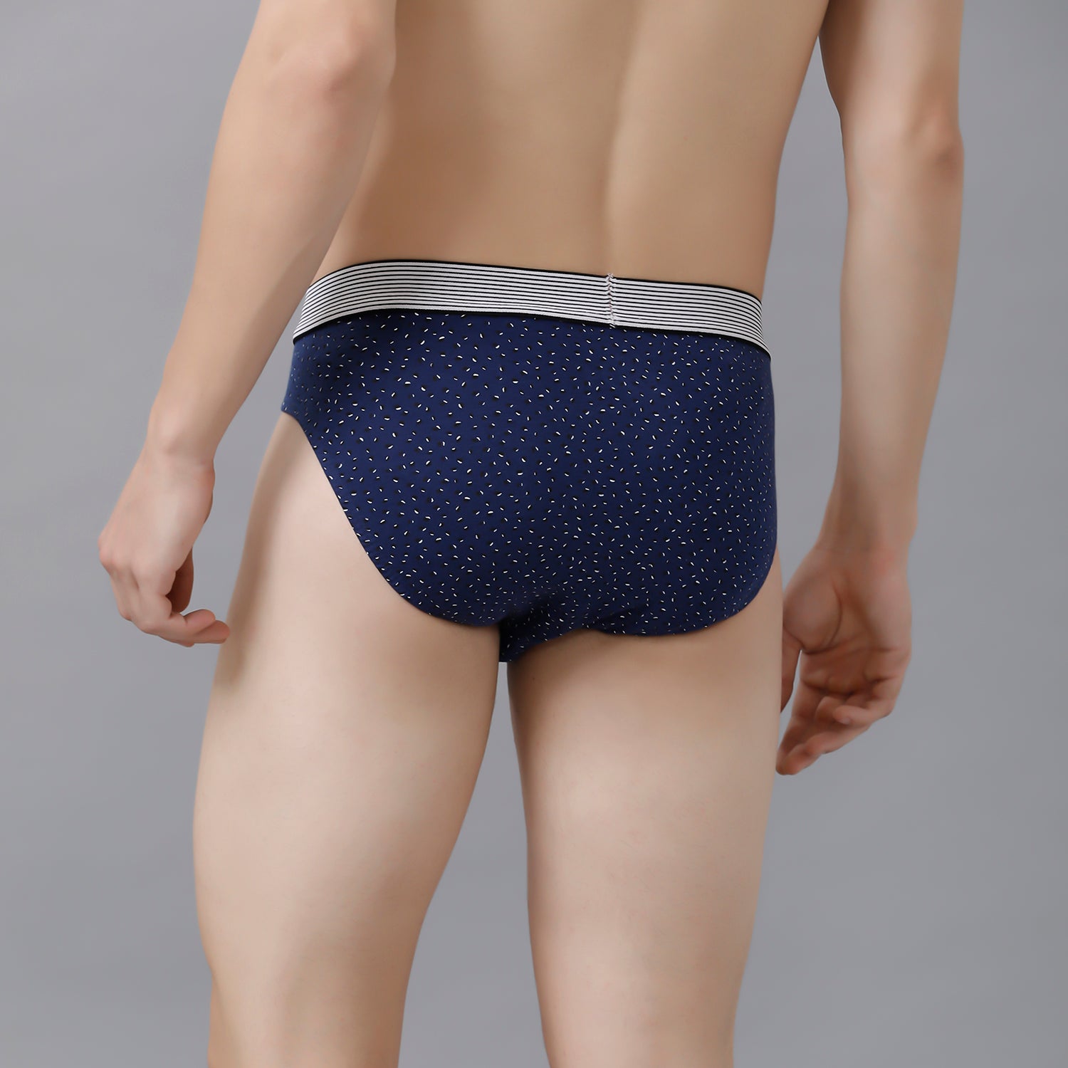 CP BRO Men's Printed Briefs with Exposed Waistband - Navy Micro Print