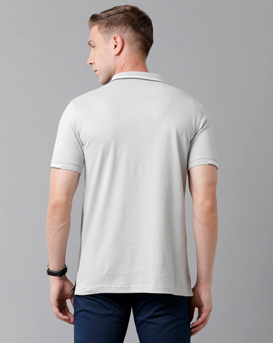 Classic Polo Men's Cotton Printed Half Sleeve Slim Fit Polo Neck Grey Color T-Shirt | Prm - 702 A