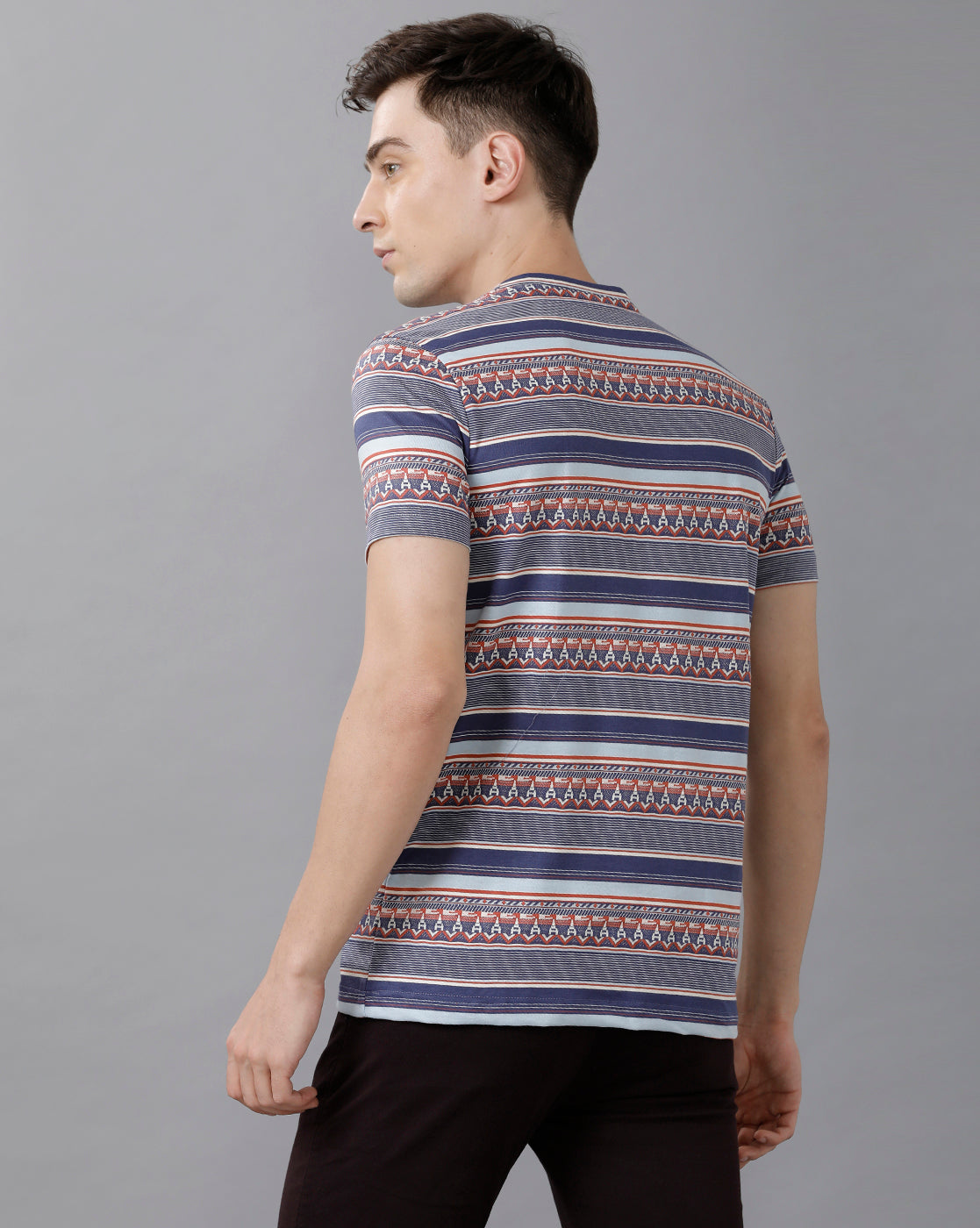 CP BRO Men's Cotton Striped Half Sleeve Slim Fit Round Neck Multicolor T-Shirt | Brcn 505